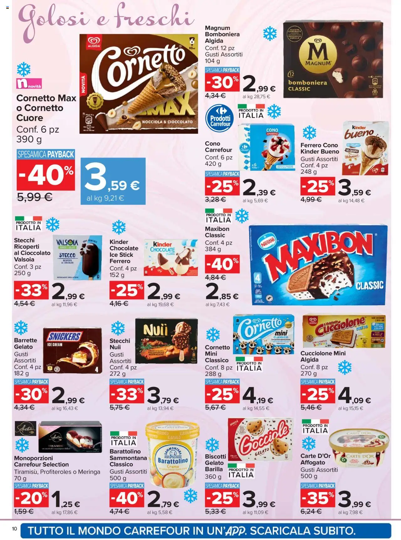 Volantino Carrefour del 15.09.2025 | Pagina: 10 | Prodotti: Crema, Cioccolato, Cornetto, Amarena