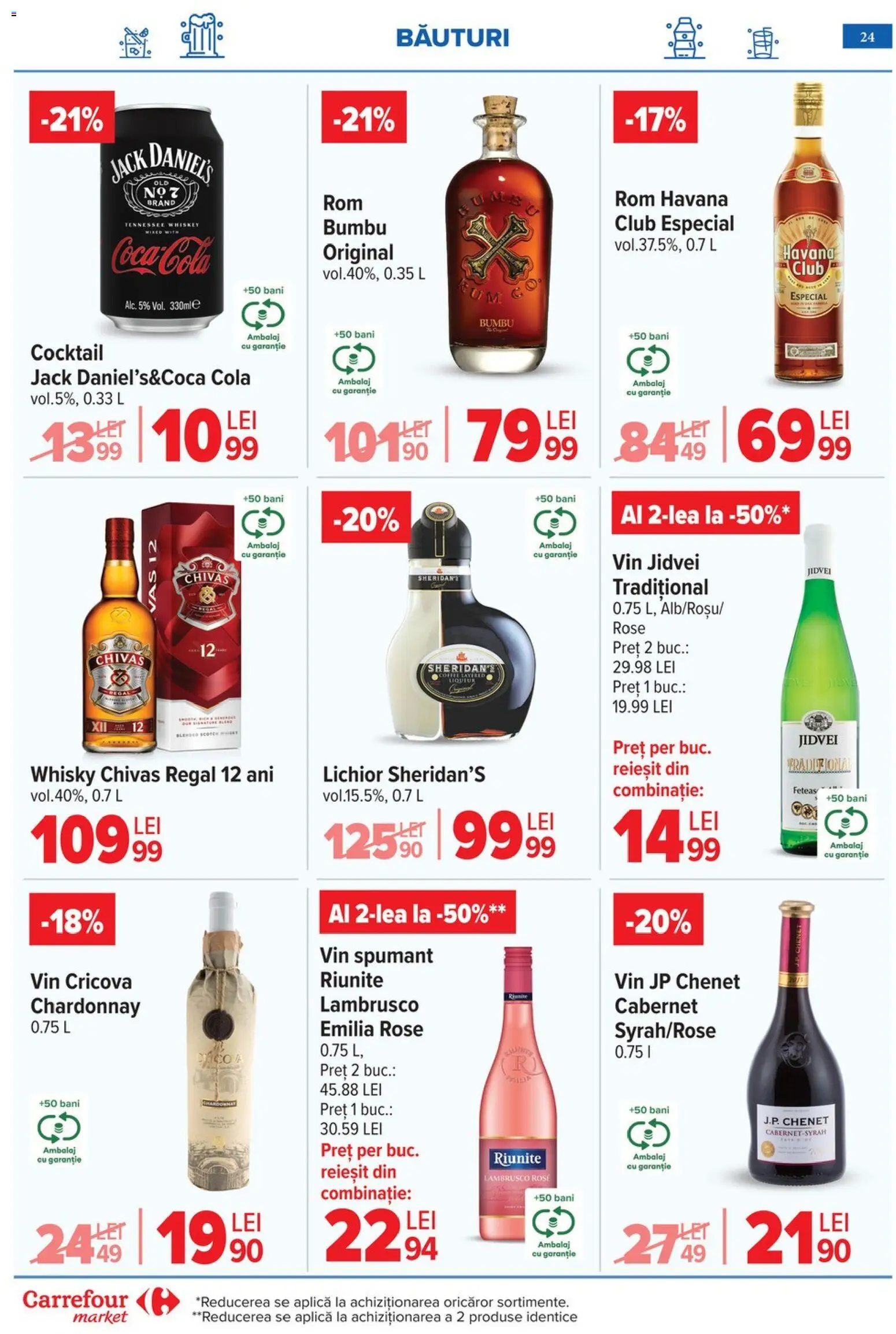 Noul catalog Carrefour – valabil de la 29.04.2026 | Pagină: 24 | Produse: Lichior, Vin, Klementiinit, Rom