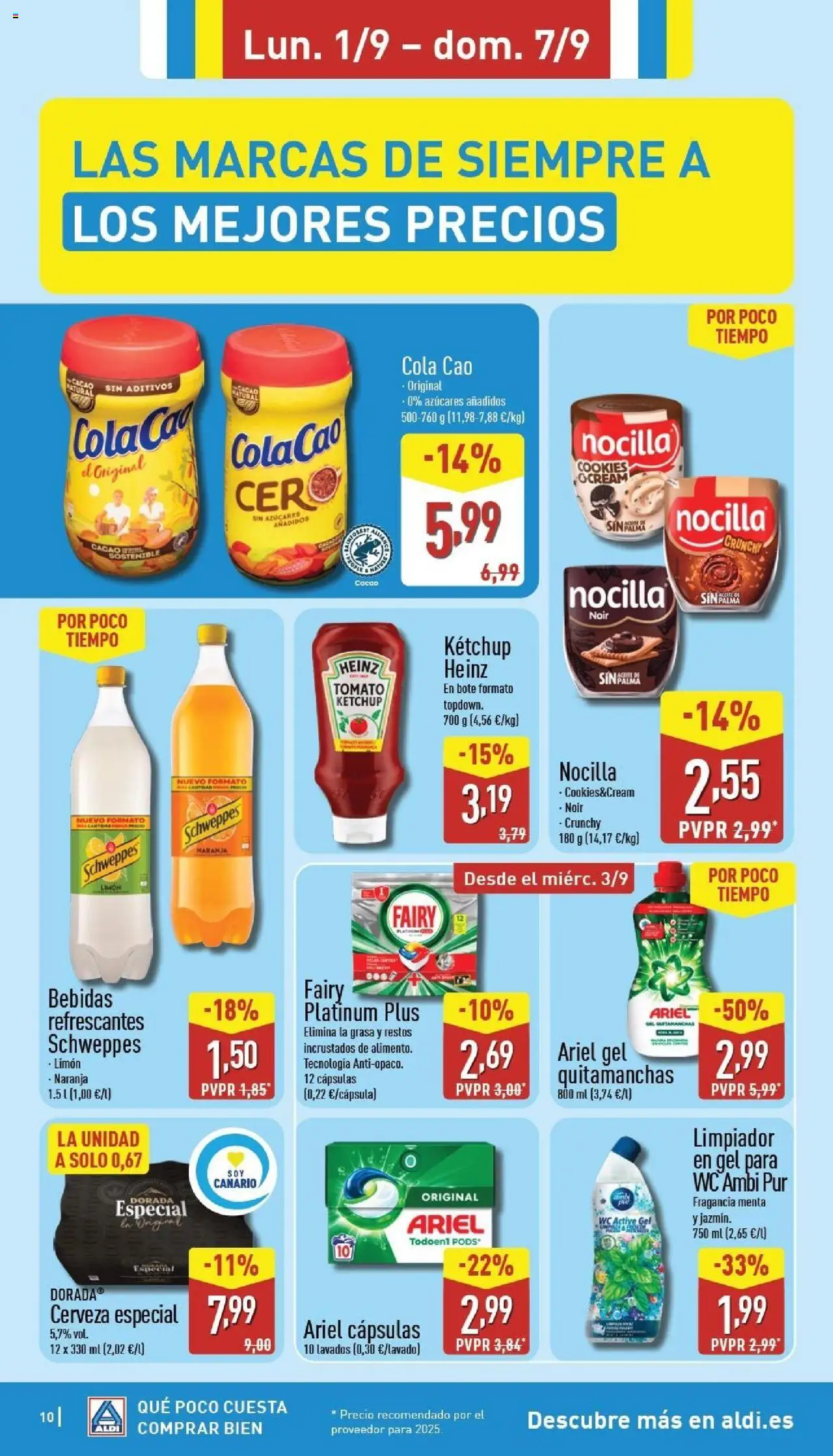 Aldi folleto Canarias │ válido desde el 01.09.2025 | Página: 10 | Productos: Fragancia, Quitamanchas, Cerveza, Φρυγανιές σικάλεως