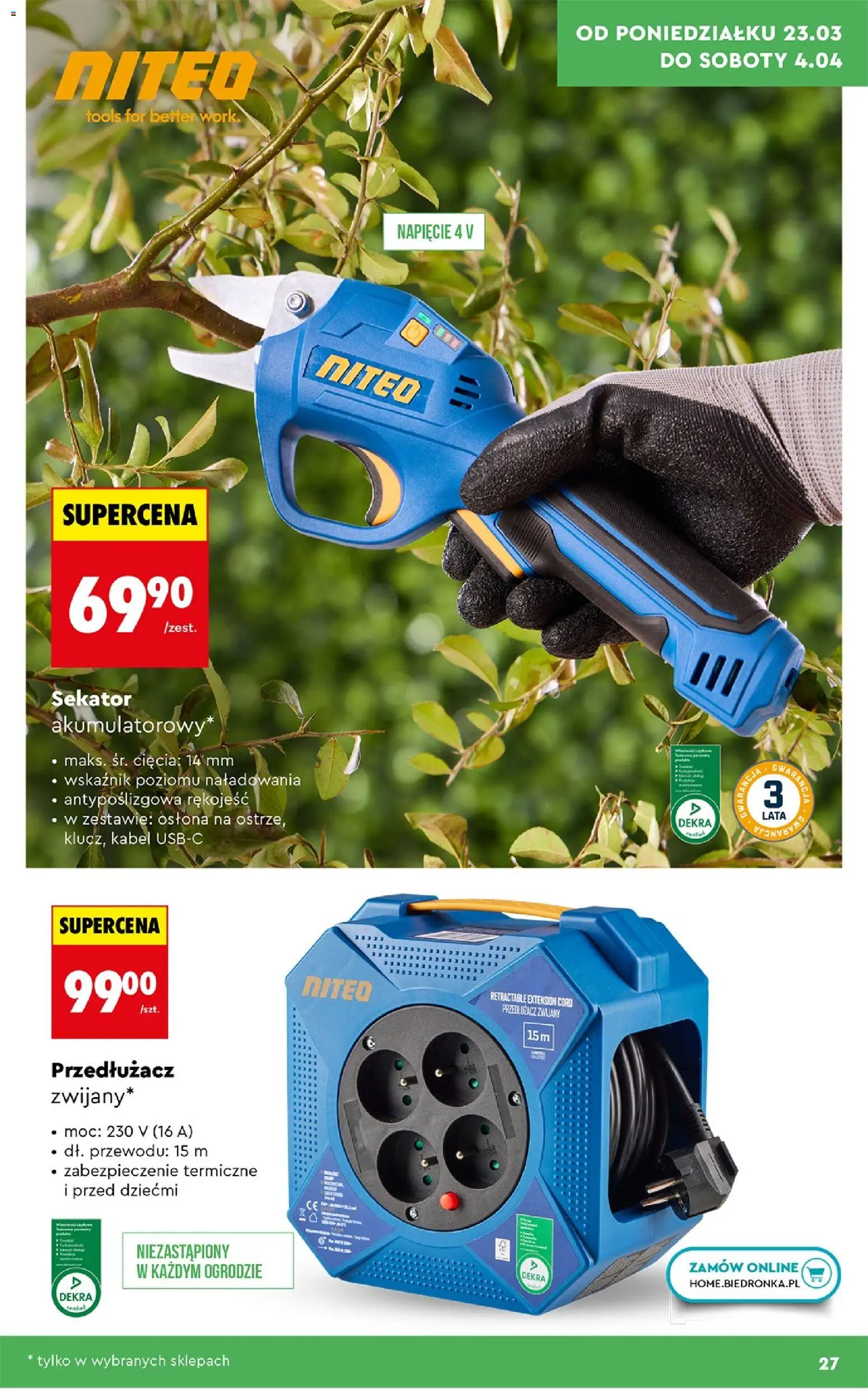 Biedronka Polsko leták - Ogród od 23.03.2026 | Strana: 27 | Produkty: Kabel