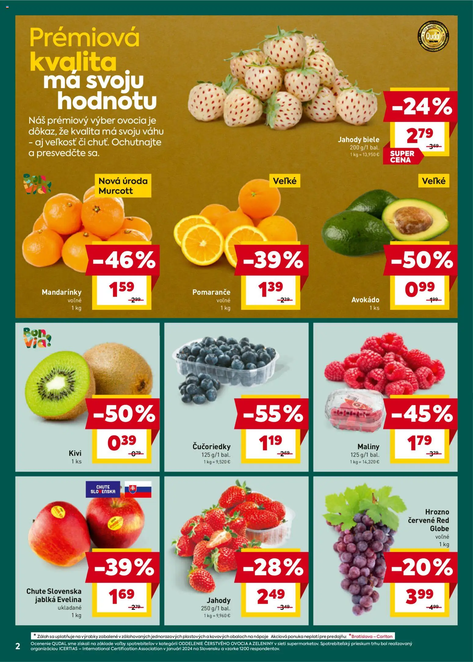 Nové Billa akcie – leták je platný od 27.12.2025 | Strana: 2 | Produkty: Pomaranče, Čučoriedky, Avokádo, Hrozno