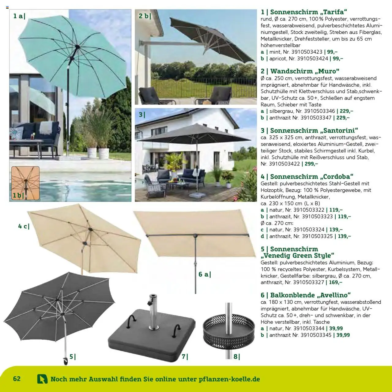 Pflanzen-Kölle Gartenmöbel Katalog 2025 – gültig ab 22.01.2025 | Seite: 62 | Produkte: Tasche, Sonnenschirm