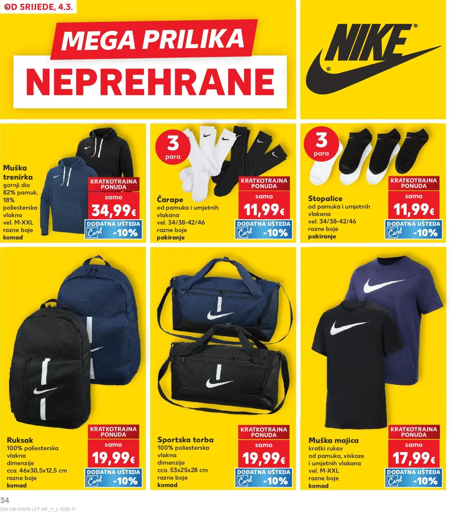 Kaufland katalog | vrijedi od 04.03.2026 | Stranica: 34 | Proizvodi: Majica, Čarape, Torba, Trenirka