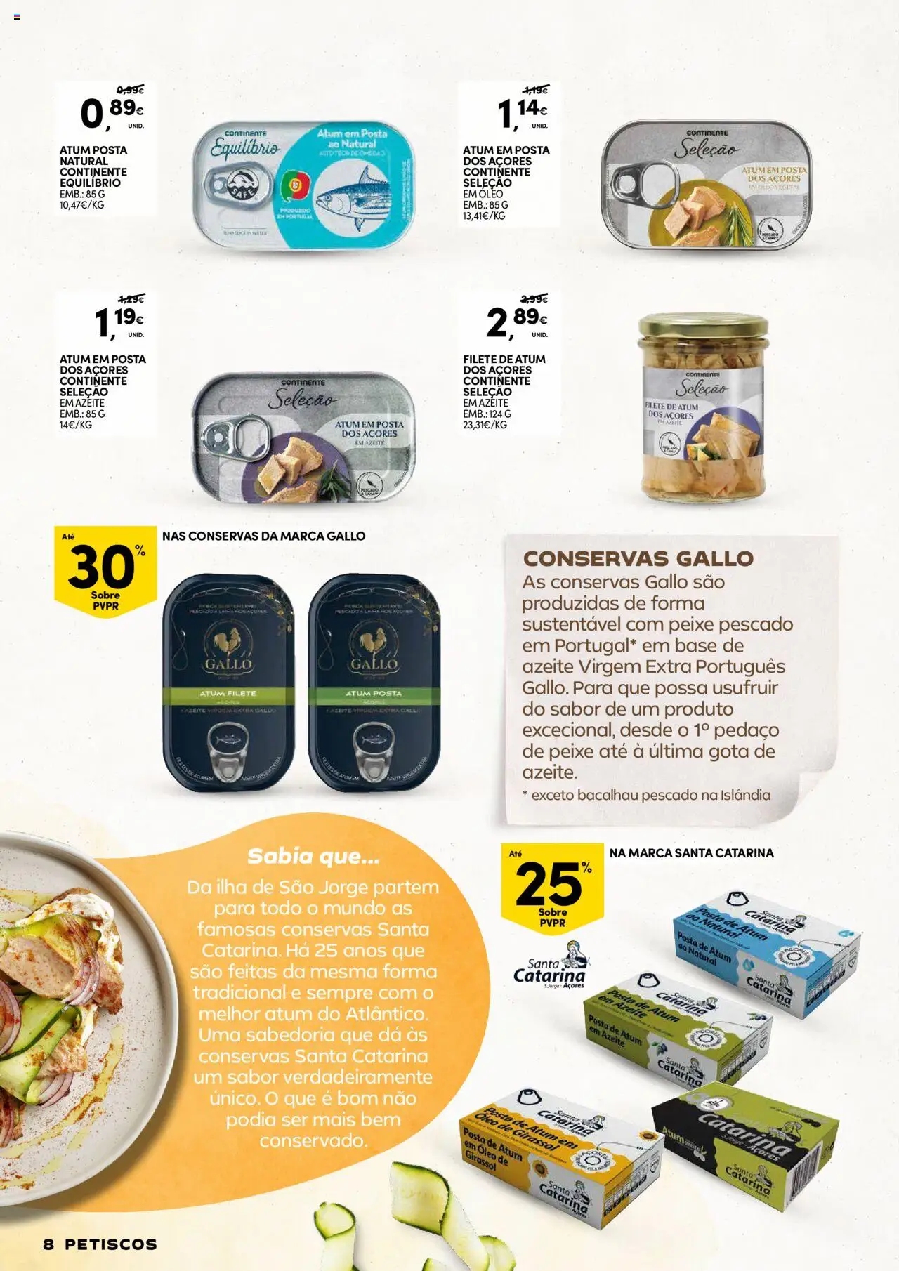 Continente - Conservas e Companhia: Como é bom ter qualidade sempre à mão │ válido de 12.08.2025 | Página: 8 | Produtos: Atum, Azeite, Bacalhau, Base