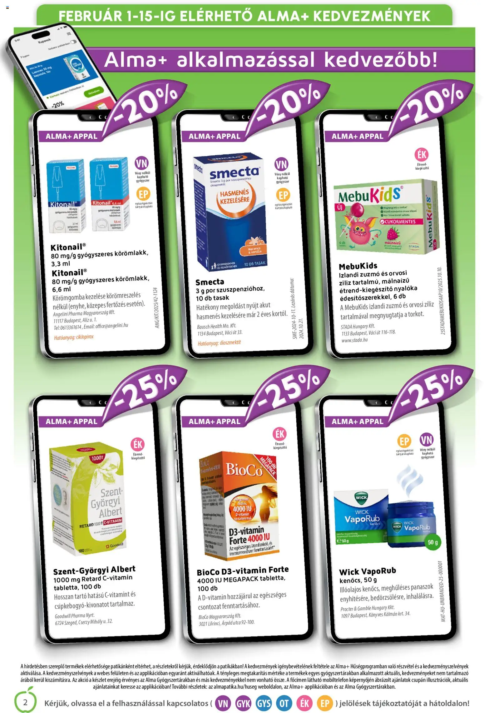 Alma Gyógyszertárak akciós ujság - amely érvényes a következő dátumtól: 01.02.2026 | Oldal: 2 | Termékek: Nyalóka, Alma