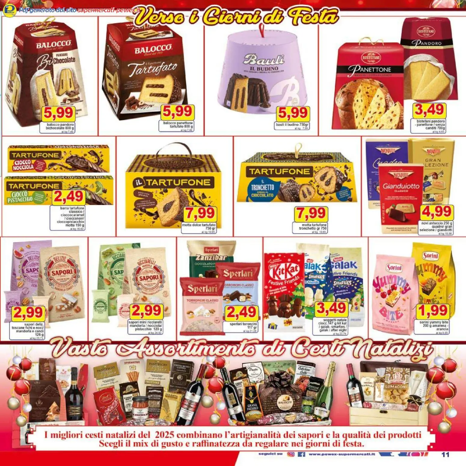 Volantino Pewex del 27.11.2025 | Pagina: 11 | Prodotti: Cioccolato, Pandoro, Arancia, Budino
