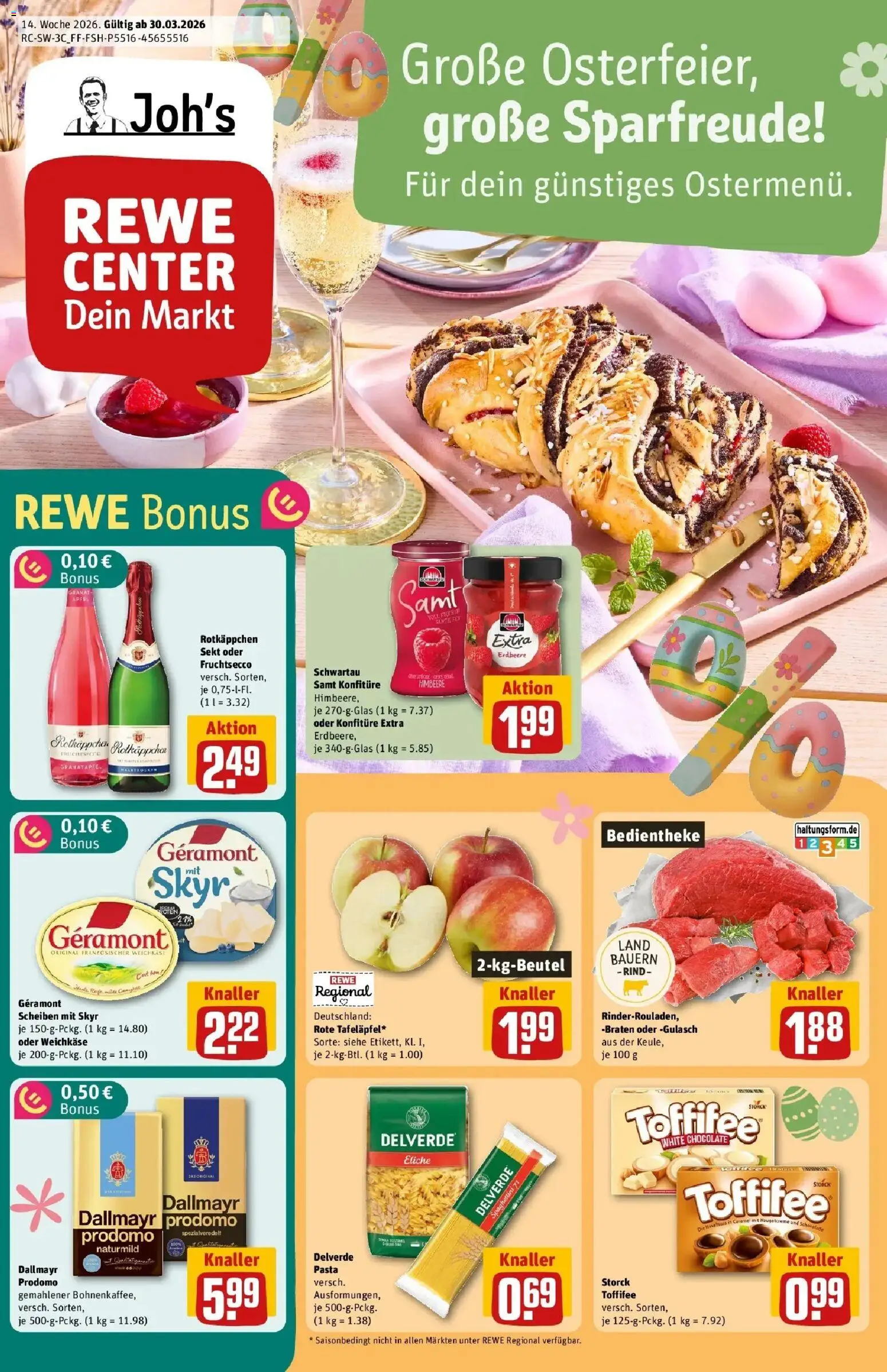 Rewe Prospekt Mannheim	 – gültig ab 30.03.2026 | Seite: 1 | Produkte: Sekt, Äpfel, Skyr, Rotkäppchen