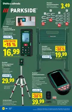 Laserový merač vzdialenosti PLEM 50, kus, integrovaná vodováha, rozsah merania: 0,05 - 50 m │ platný od 01.09.2025 | Strana: 55 | Produkty: Laser, Laserový merač, Parkside
