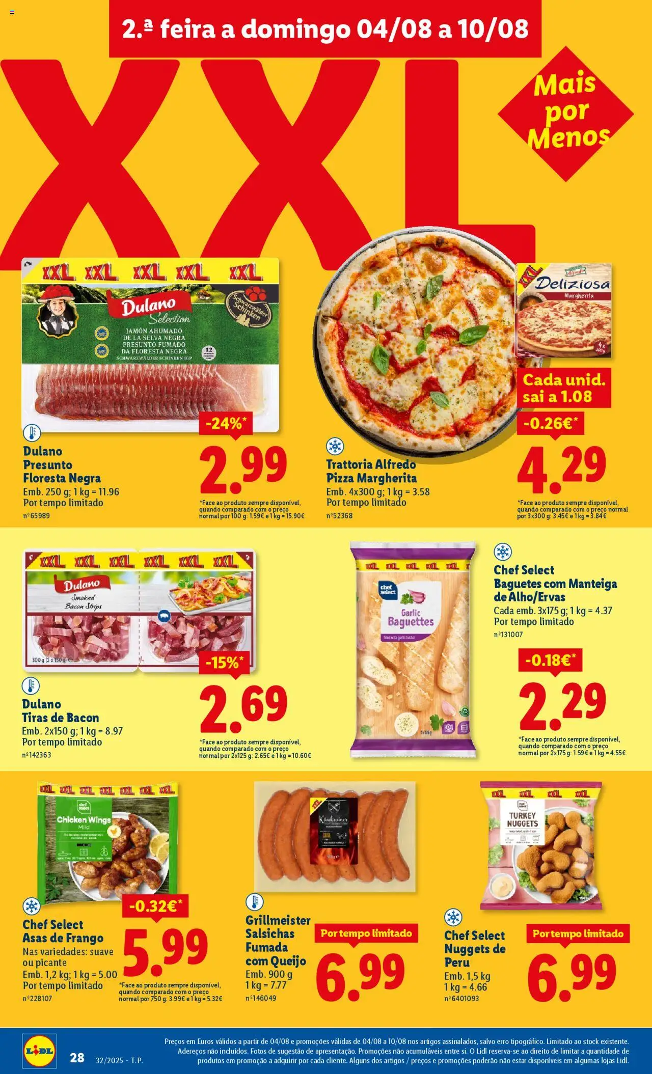 Lidl folheto │ válido de 04.08.2025 | Página: 28 | Produtos: Asas de frango, Peru, Manteiga, Nuggets