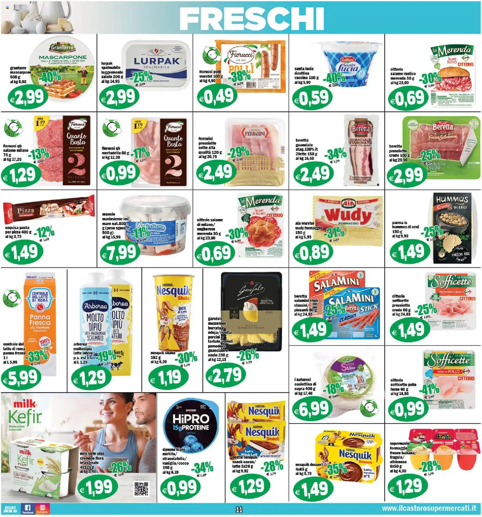 Volantino Il Castoro del 13.02.2026 | Pagina: 11 | Prodotti: Petto di Pollo, Prosciutto Crudo, Formaggio, Mascarpone