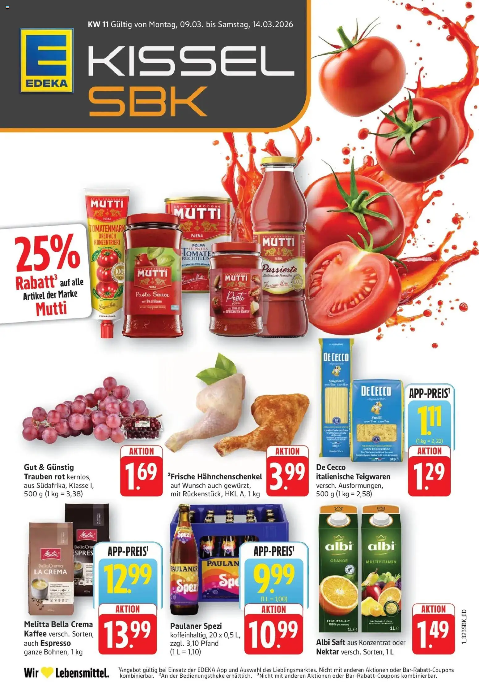 Edeka prospekt Pirmasens	 – gültig ab 09.03.2026 | Seite: 1 | Produkte: Hahnchenschenkel, Kaffee, Tomaten, Paulaner