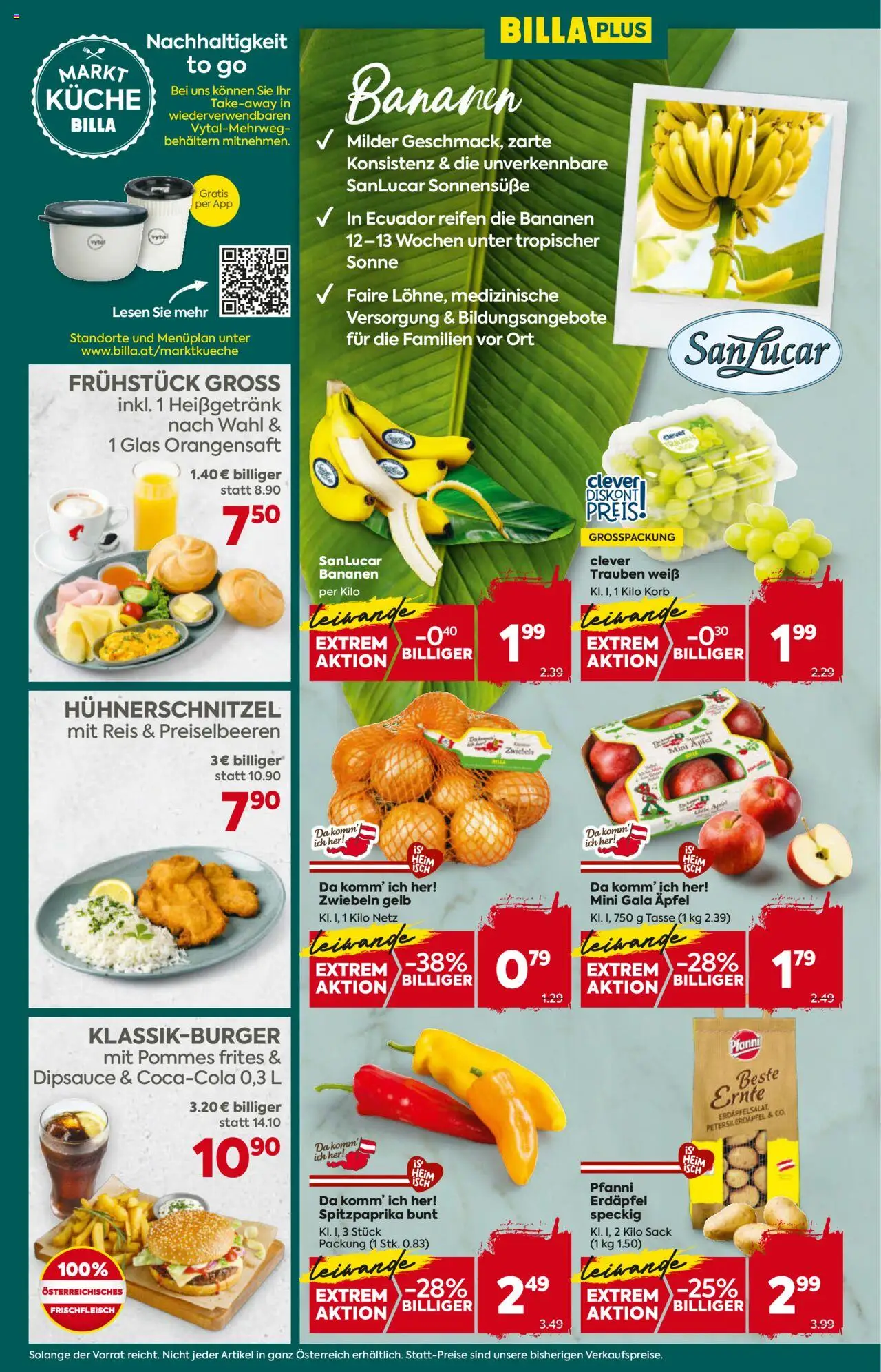 Billa Plus Flugblatt gültig ab 11.09.2025 | Seite: 8 | Produkte: Zwiebeln, Äpfel, Bananen, Reis