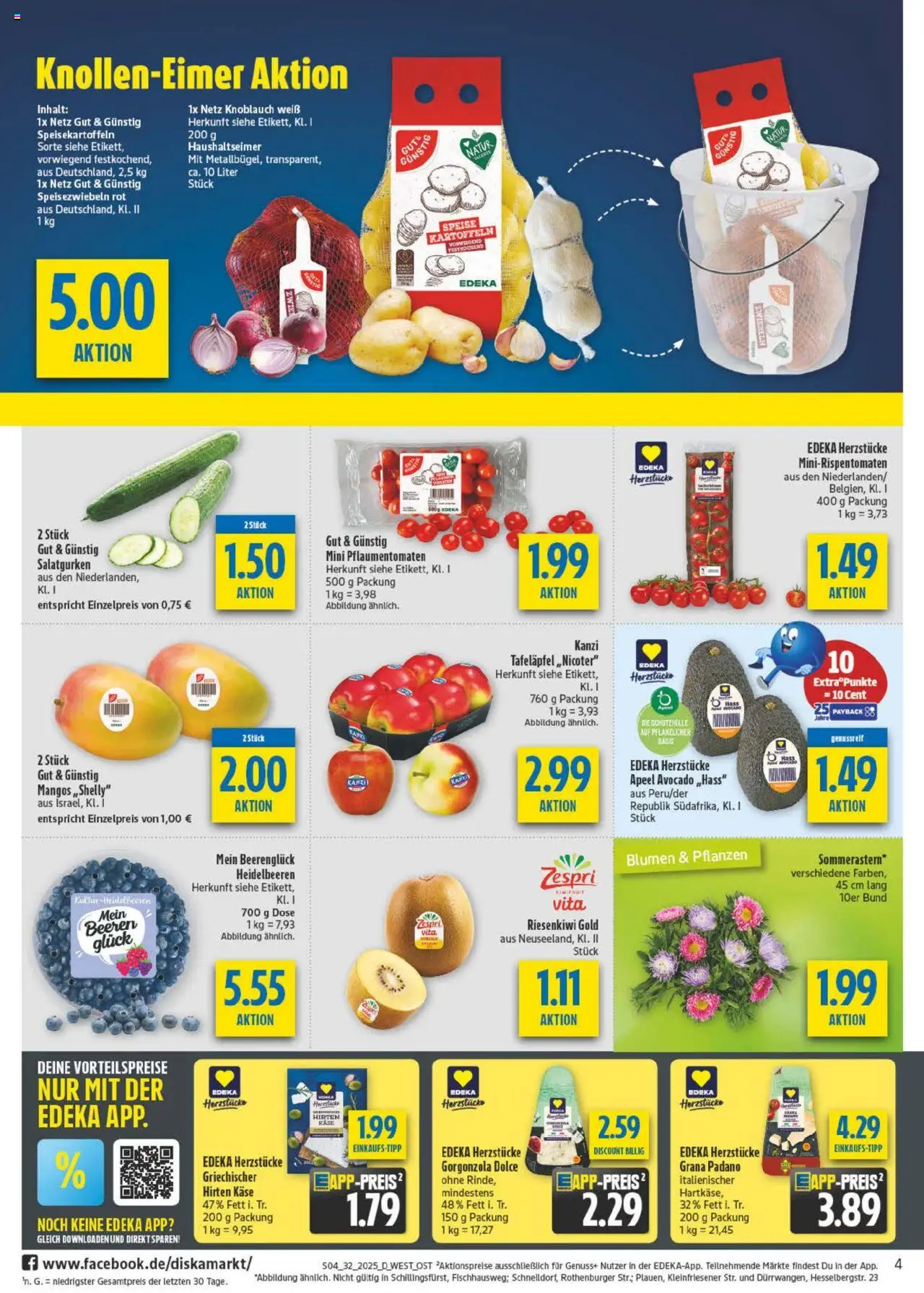 Diska - diska Angebote Bayern KW32 - gültig ab dem 04.08.2025 | Seite: 4 | Produkte: Käse, Blumen, Kartoffeln, Knoblauch