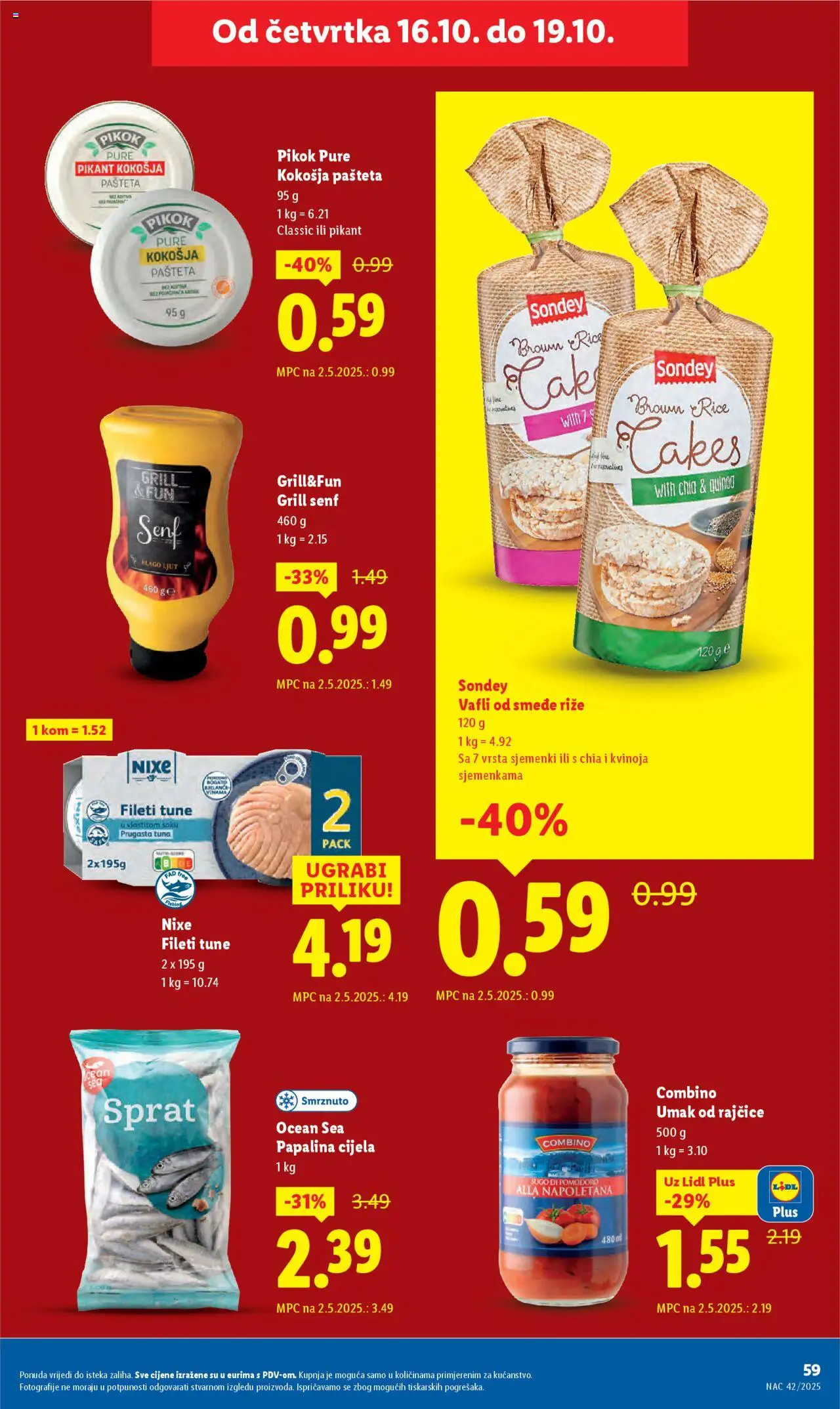 Lidl katalog | vrijedi od 13.10.2025 | Stranica: 59 | Proizvodi: Rajčice, Umak, Vafli, Tuna