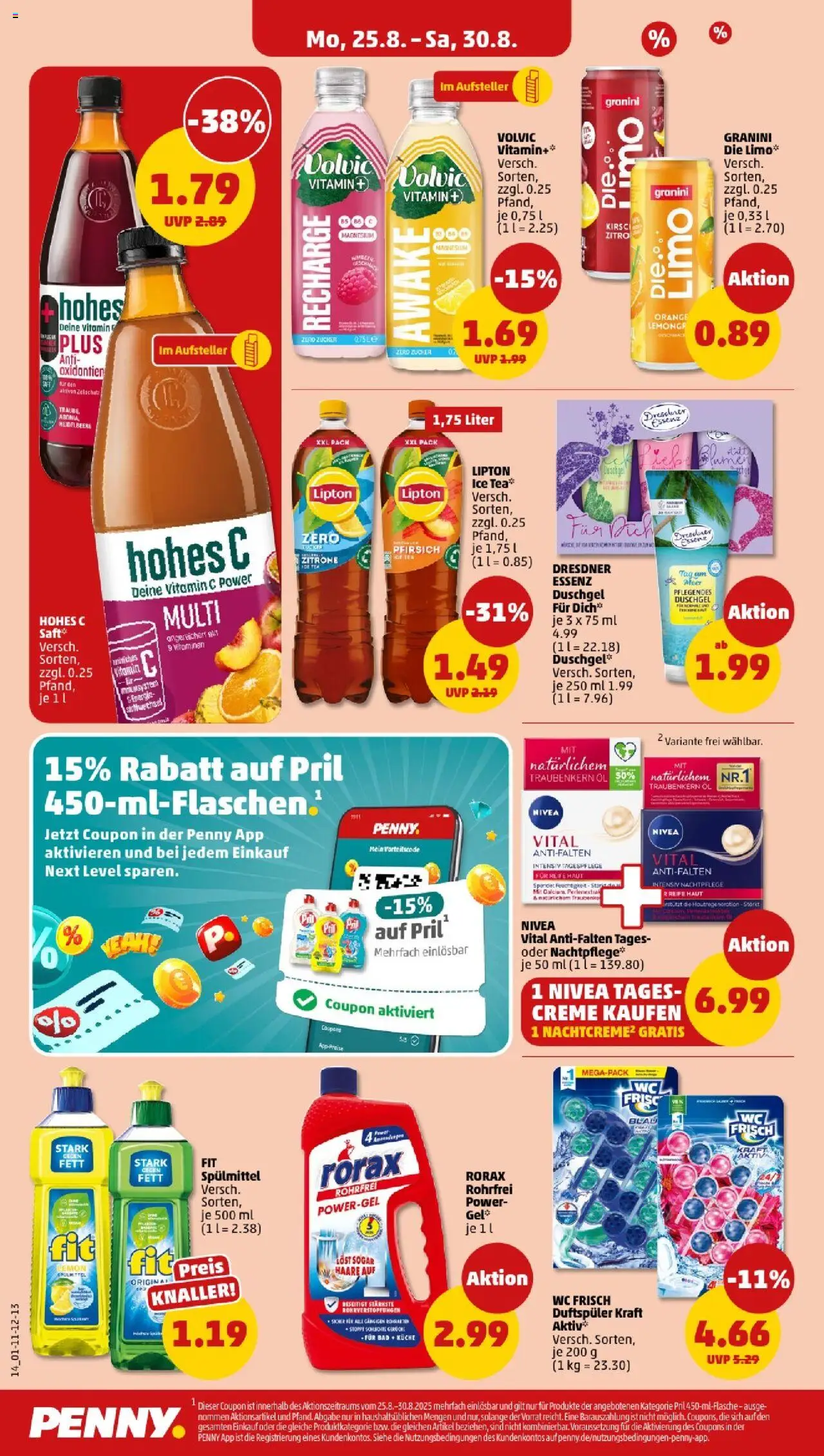 Penny - Sachsen  - gültig ab dem 25.08.2025 | Seite: 14 | Produkte: Öl, Zucker, Wc frisch, Saft
