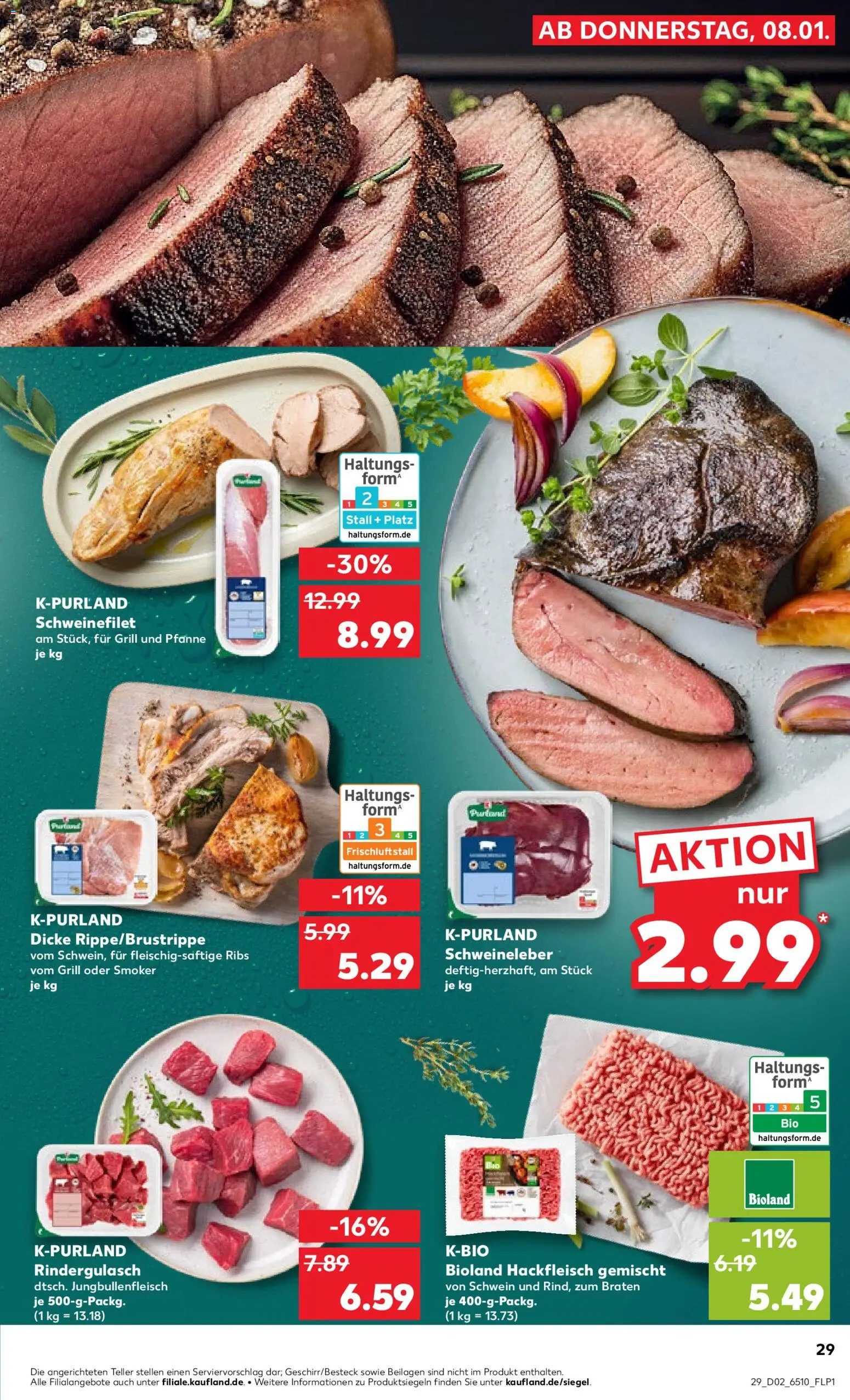 Kaufland prospekt Köln	 – gültig ab 08.01.2026 | Seite: 29 | Produkte: Grill, Rindergulasch, Schweinefilet, Hackfleisch