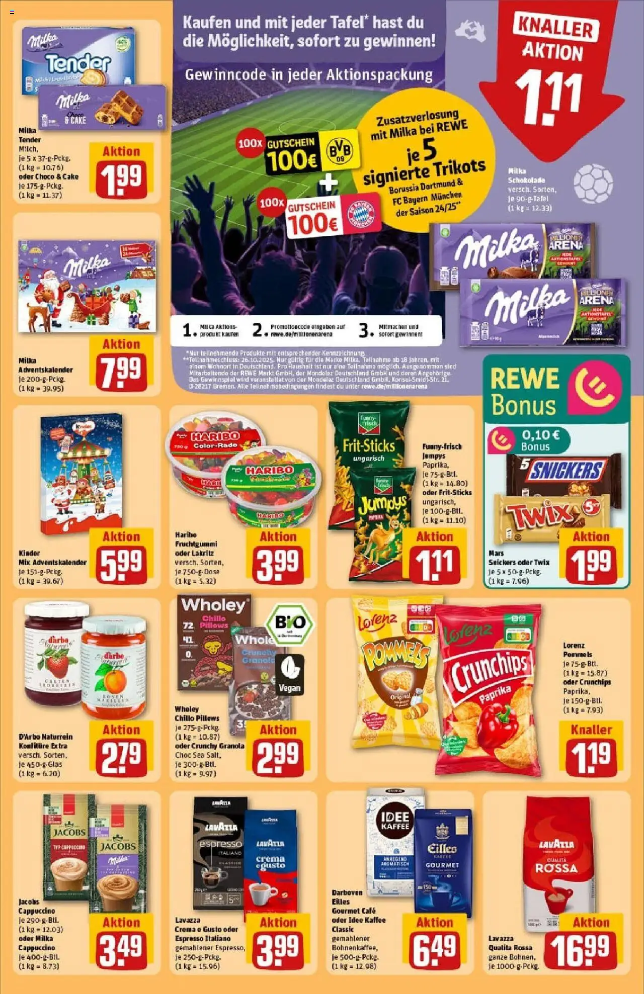 Rewe prospekt Bielefeld	 – gültig ab 19.10.2025 | Seite: 25 | Produkte: Haribo, Kaffee, Snickers, Paprika
