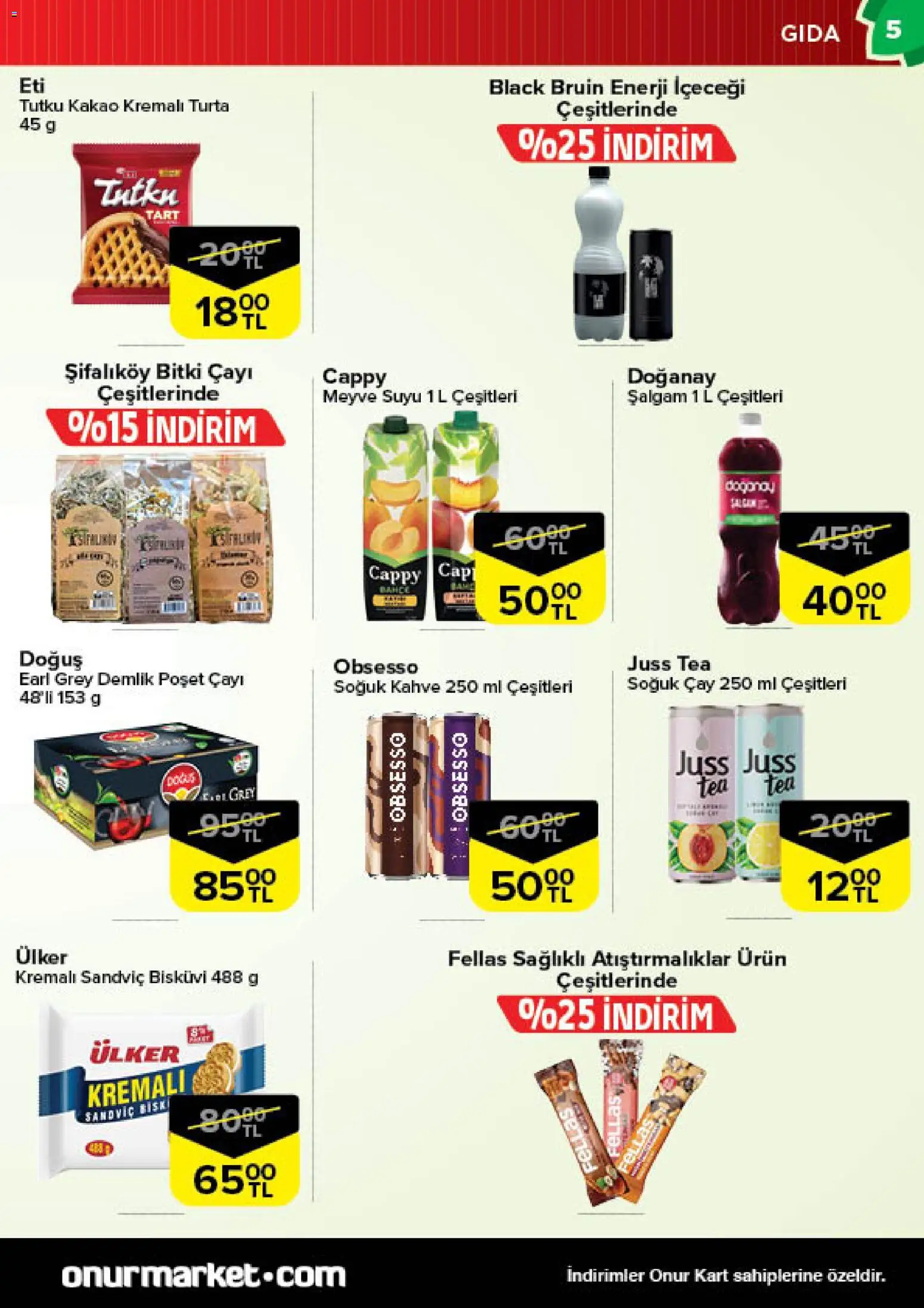 Onur Market Katalog - 11.11.2025 tarihinden itibaren geçerlidir | Sayfa: 5 | Ürünler: Kahve, Meyve suyu, Çay, Enerji içeceği