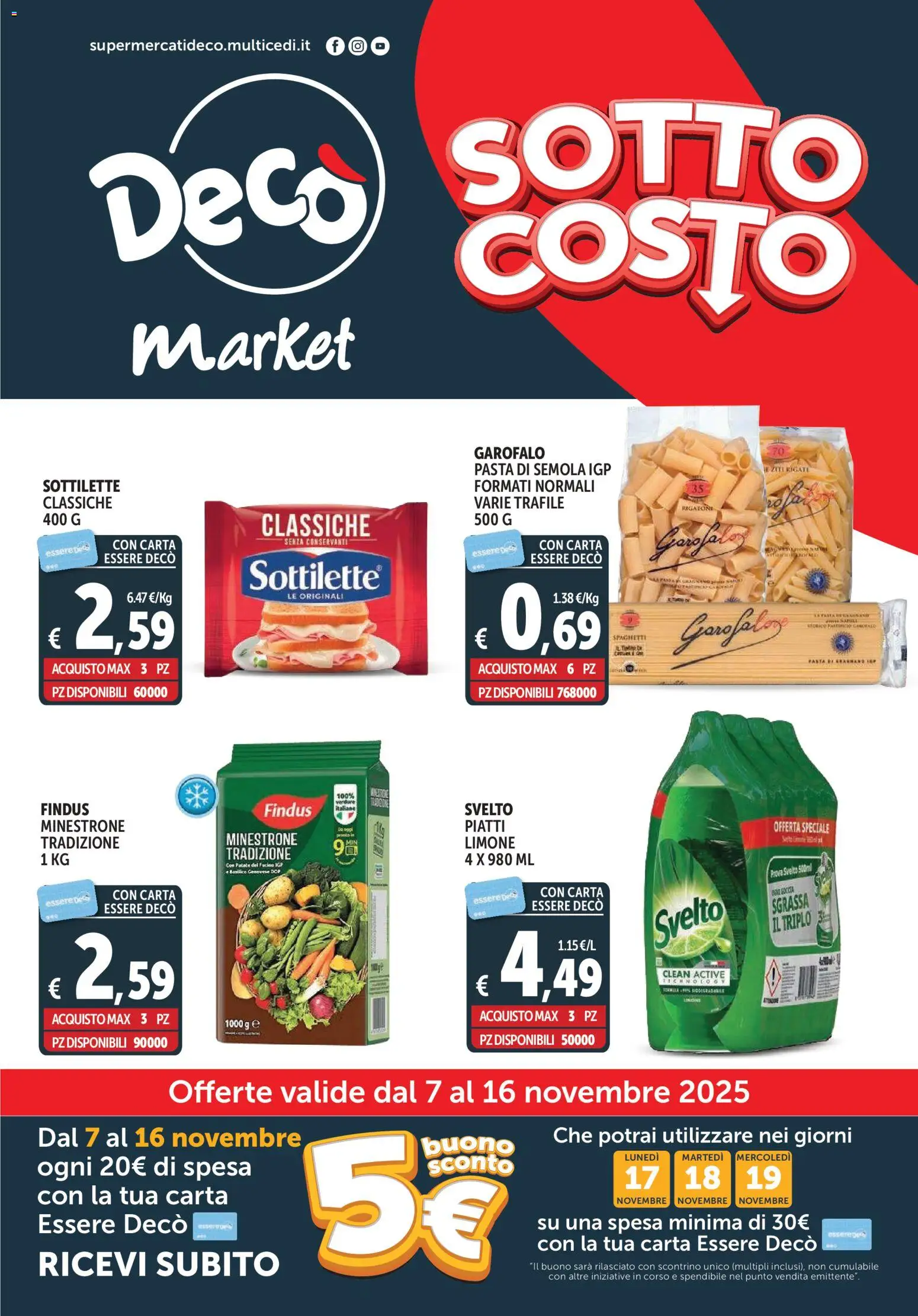 Volantino Decò del 07.11.2025 | Pagina: 1 | Prodotti: Minestrone, Patate, Limone, Basilico