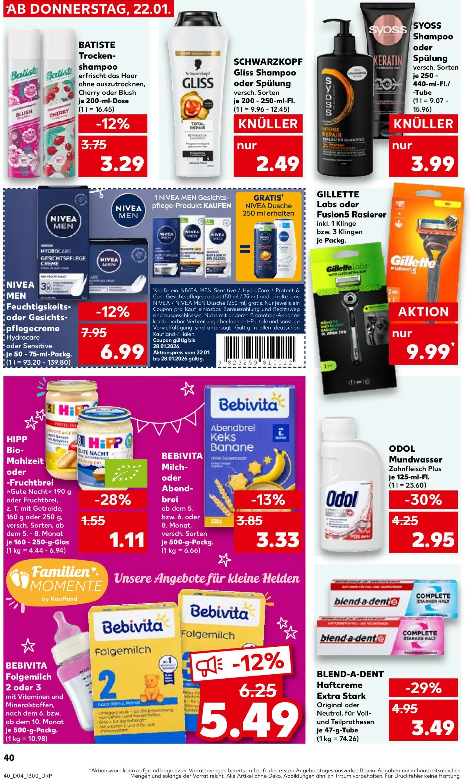 Kaufland prospekt Bremen	 – gültig ab 25.01.2026 | Seite: 40 | Produkte: Milch, Dusche, Shampoo, Spülung