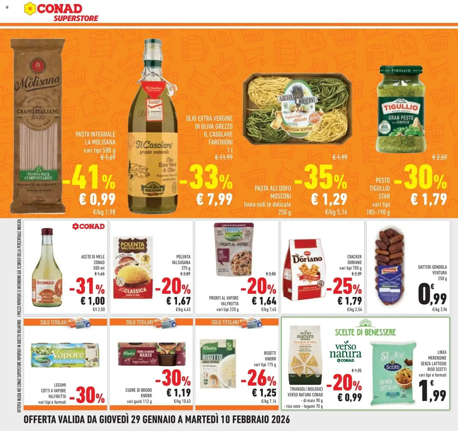 Volantino Conad del 29.01.2026 | Pagina: 26 | Prodotti: Legumi, Olio, Crackers, Aceto