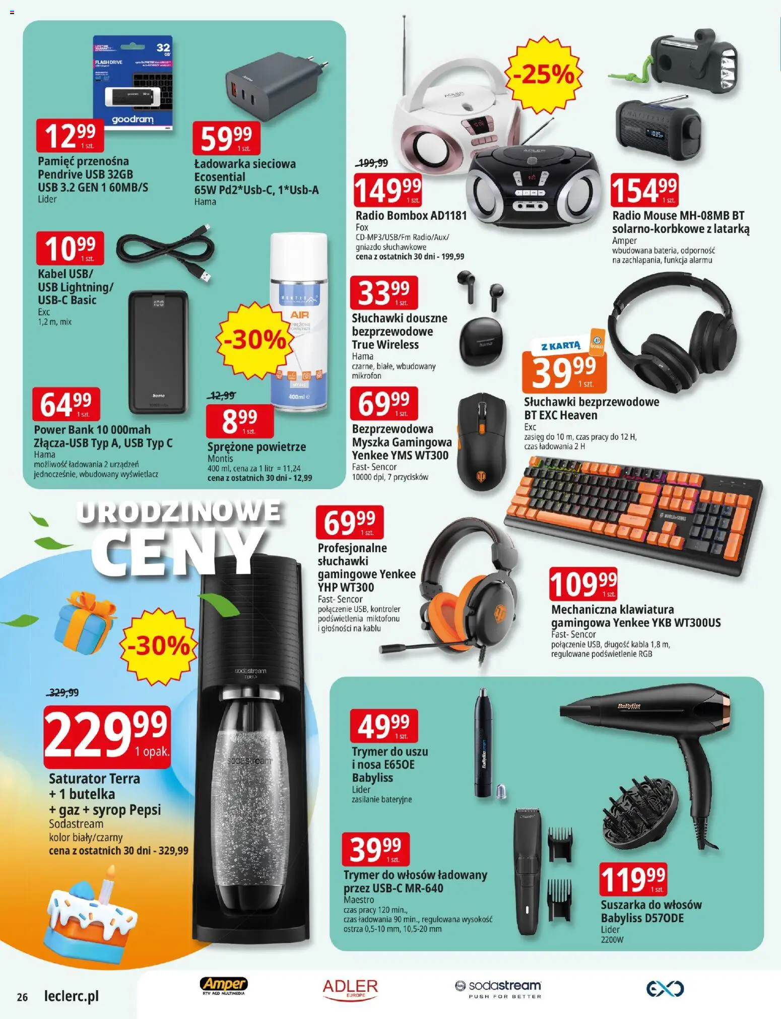 E.Leclerc Gazetka - Warszawa Ursynów od 03.11.2025 | Strona: 26 | Produkty: Ładowarka, USB, Pepsi, Suszarka do włosów