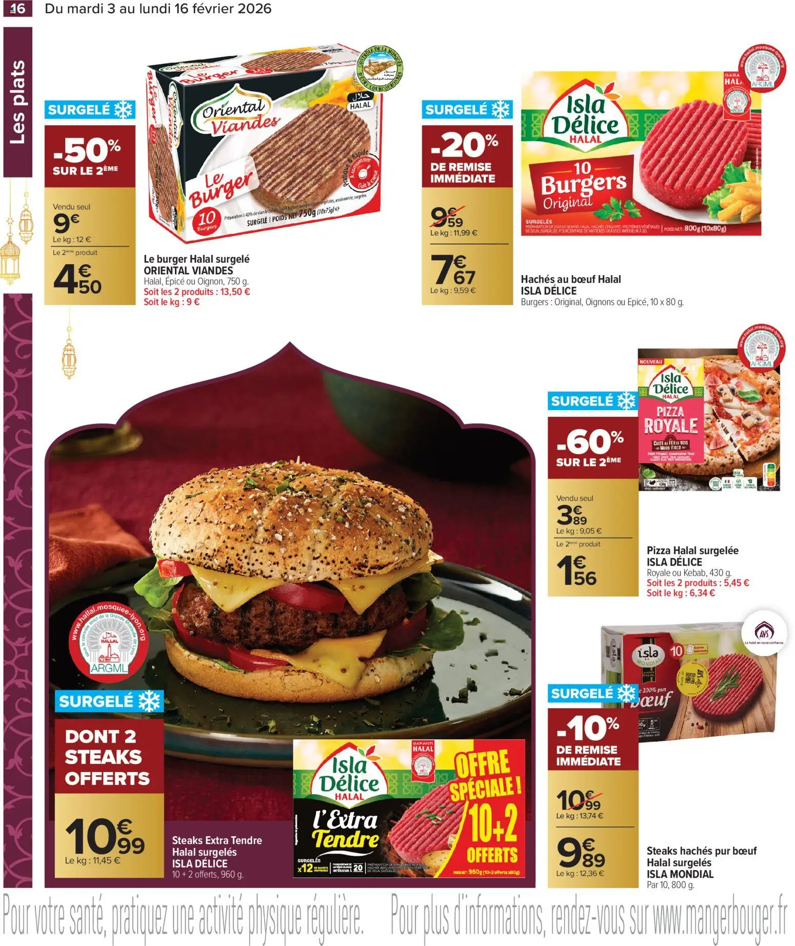 {H1} | Page: 16 | Produits: Poids, Pizza, Oignons, Viande bovine