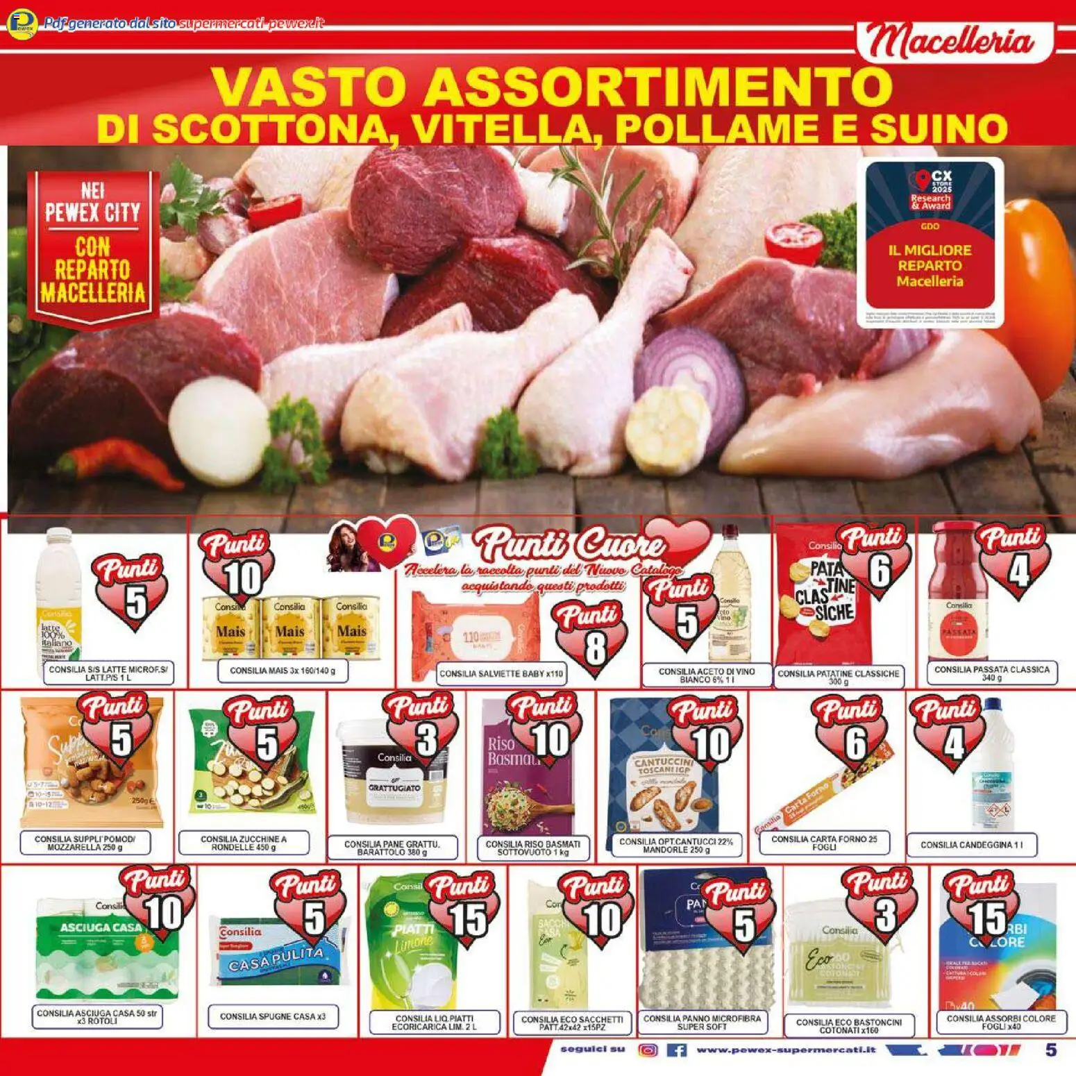 Volantino Pewex del 26.01.2026 | Pagina: 5 | Prodotti: Candeggina, Suino, Mais, Carta forno