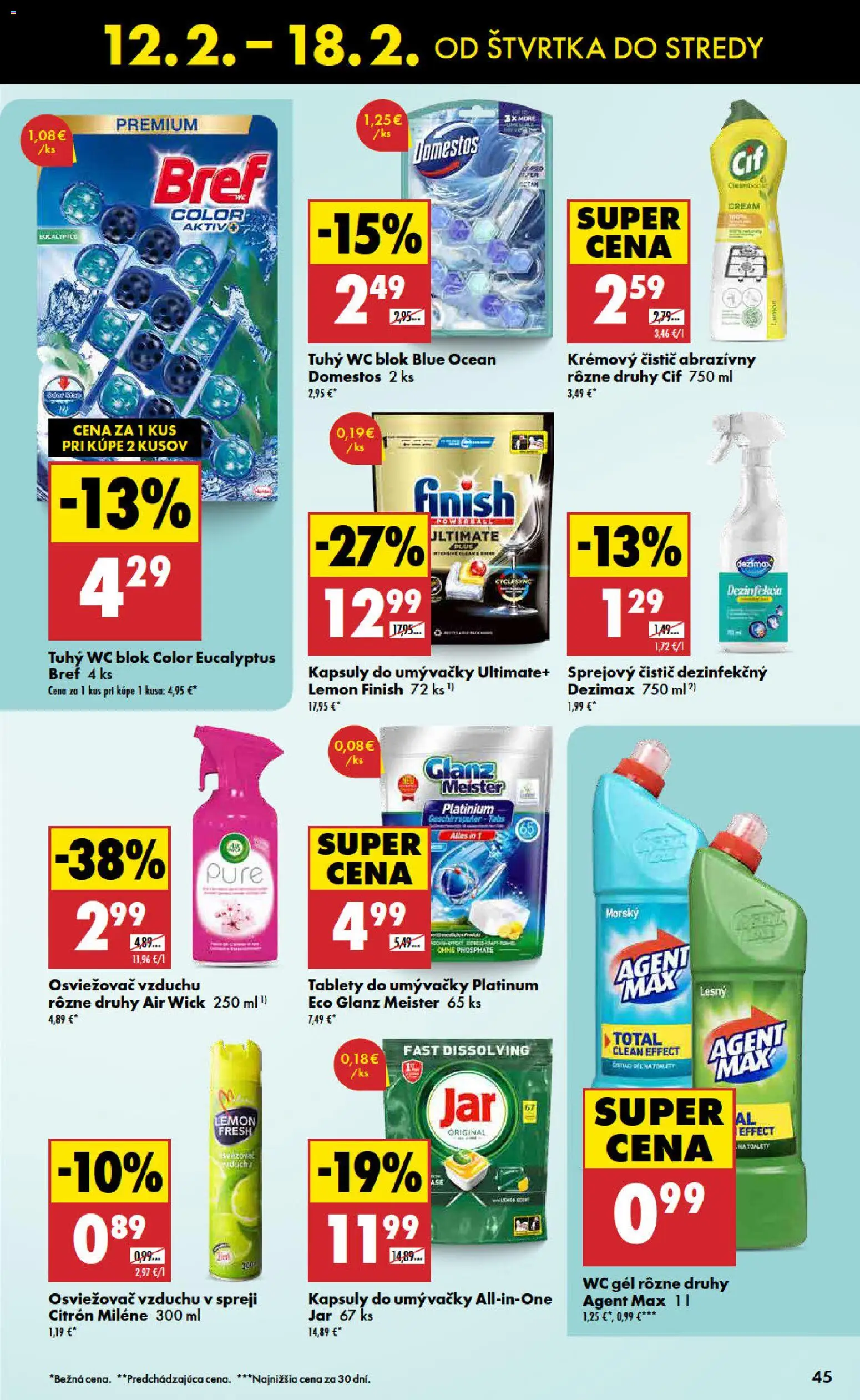 Nové Biedronka akcie – leták je platný od 12.02.2026 | Strana: 45 | Produkty: Osviežovač vzduchu, Wc, Wc blok