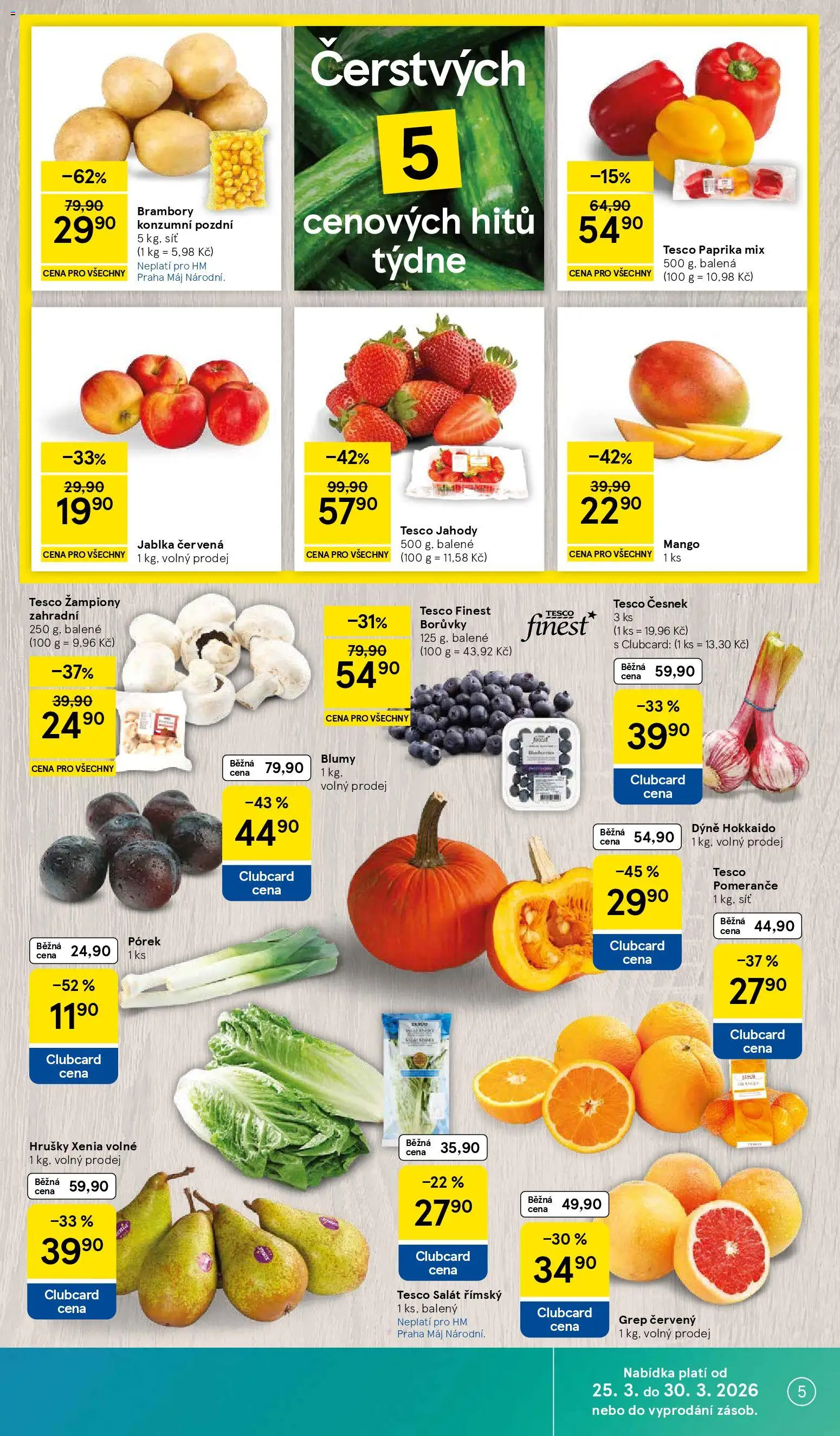 Tesco leták - Hypermarket od 25.03.2026 | Strana: 5 | Produkty: Finest, Síť, Salát, Dýně