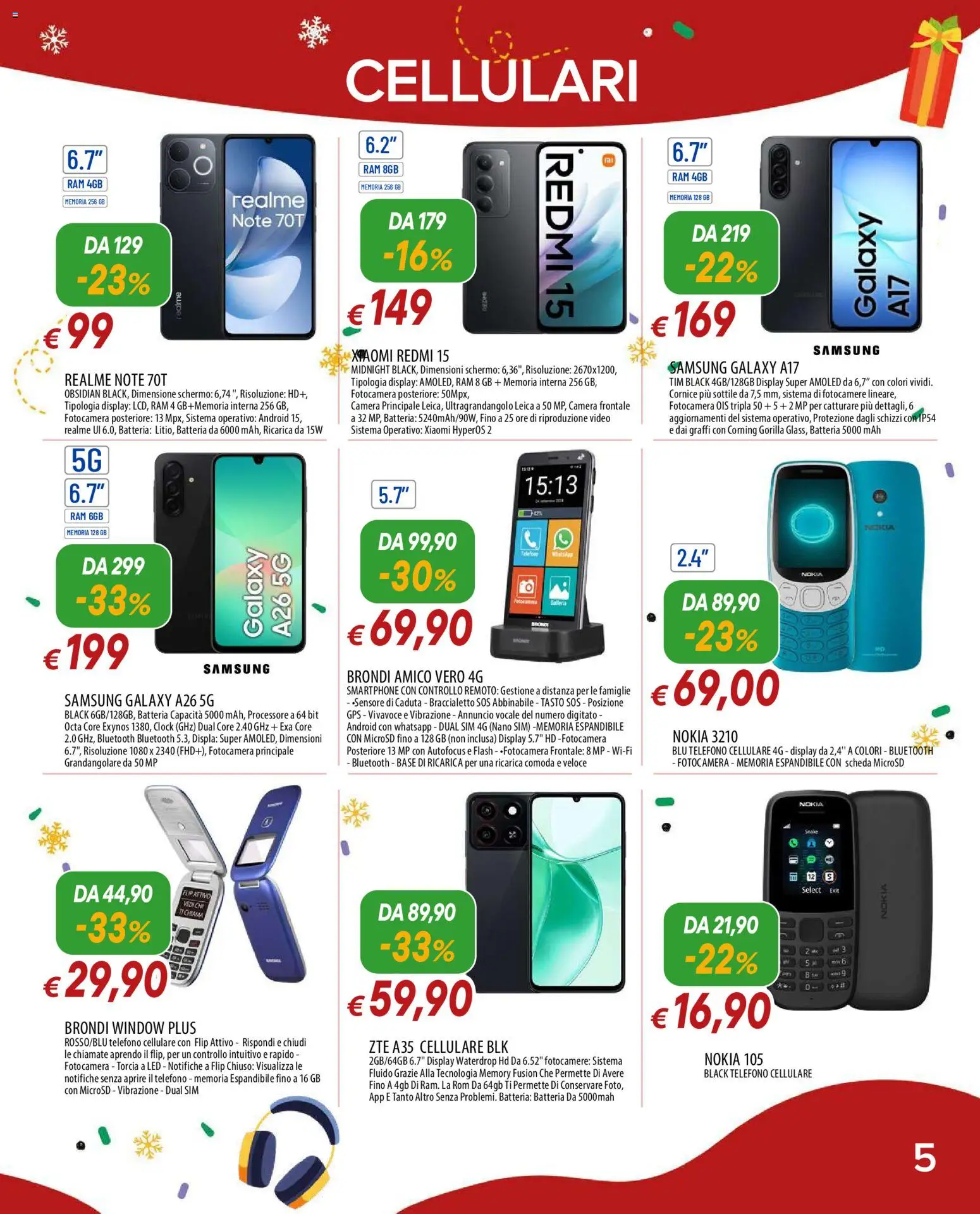 Volantino Galassia del 01.12.2025 | Pagina: 5 | Prodotti: Xiaomi, Samsung Galaxy, Torcia, Smartphone