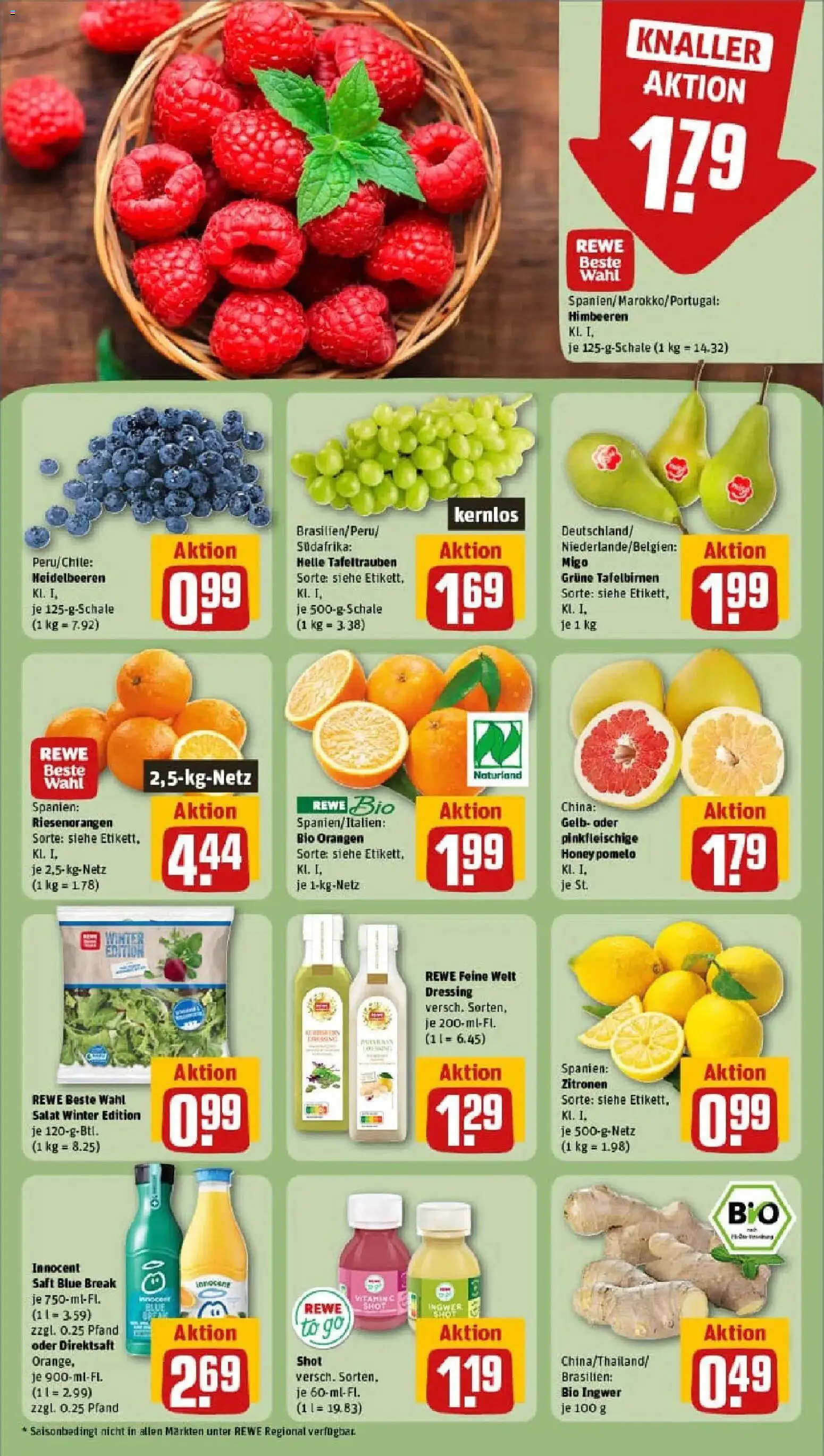 Rewe prospekt Hannover	 – gültig ab 26.01.2026 | Seite: 6 | Produkte: Himbeeren, Dressing, Salat, Zitronen