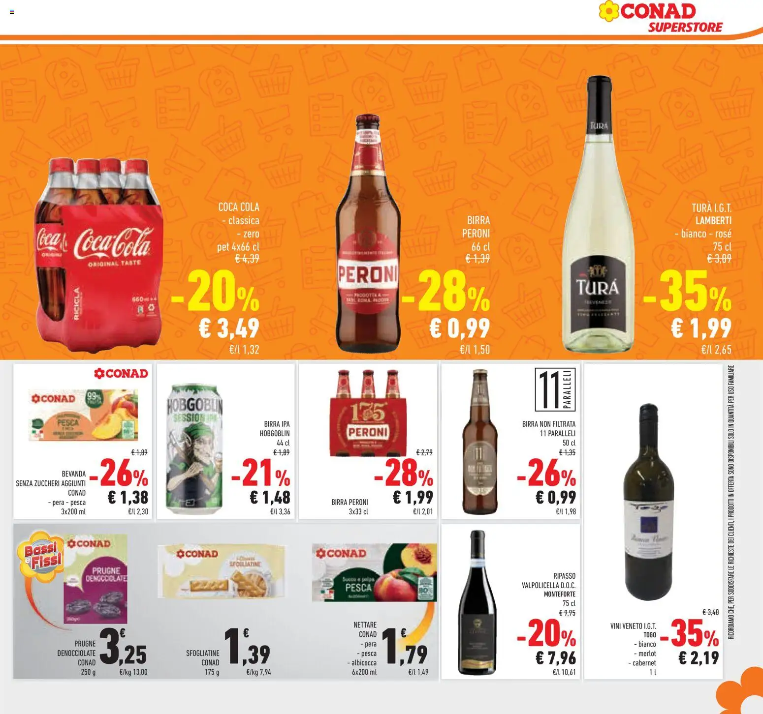 Volantino Conad del 07.01.2026 | Pagina: 19 | Prodotti: Birra, Pesca, Pera, Coca Cola
