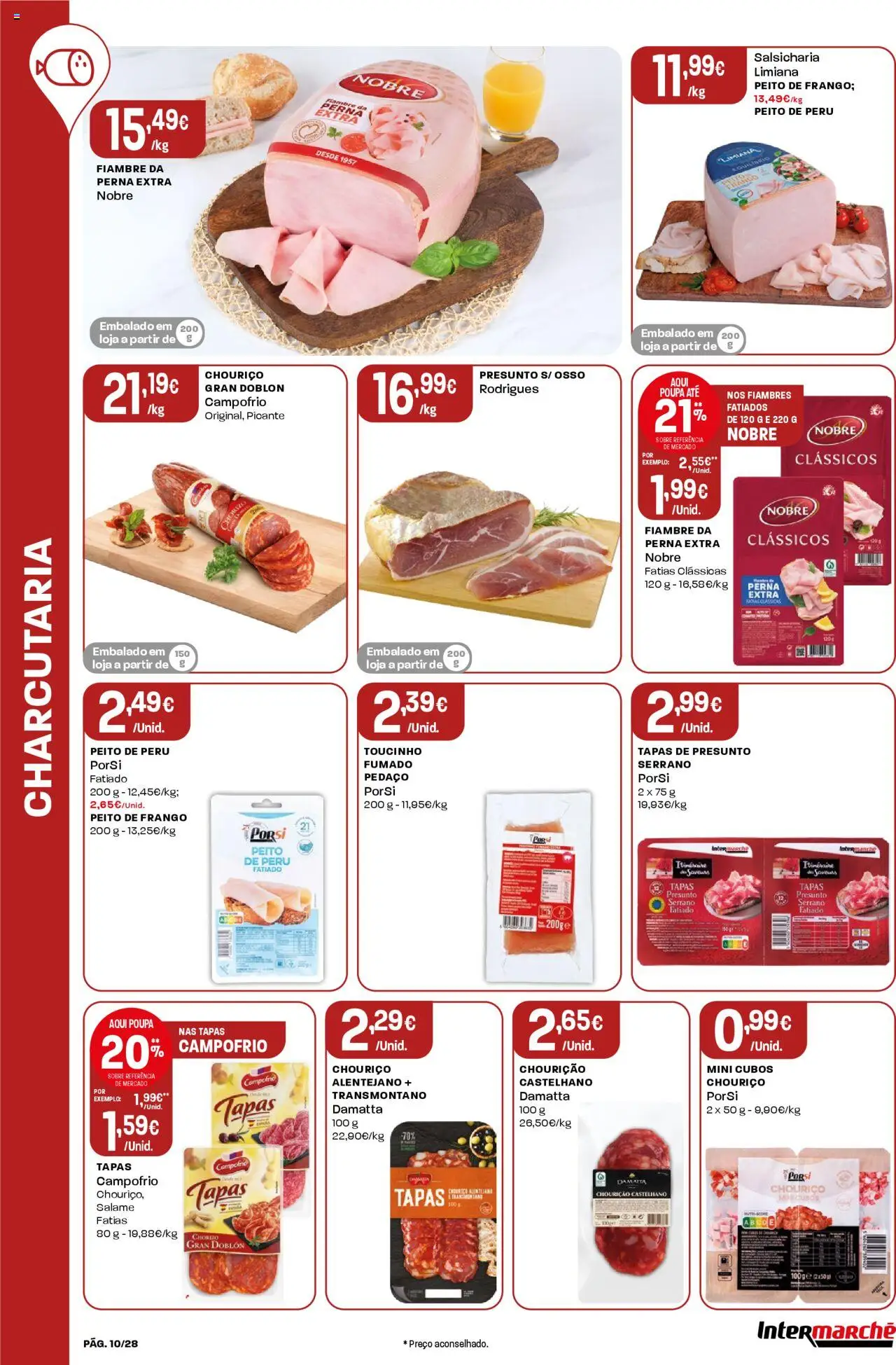 Intermarché folheto │ válido de 18.09.2025 | Página: 10 | Produtos: Peito de frango, Peito de peru, Peru, Salame