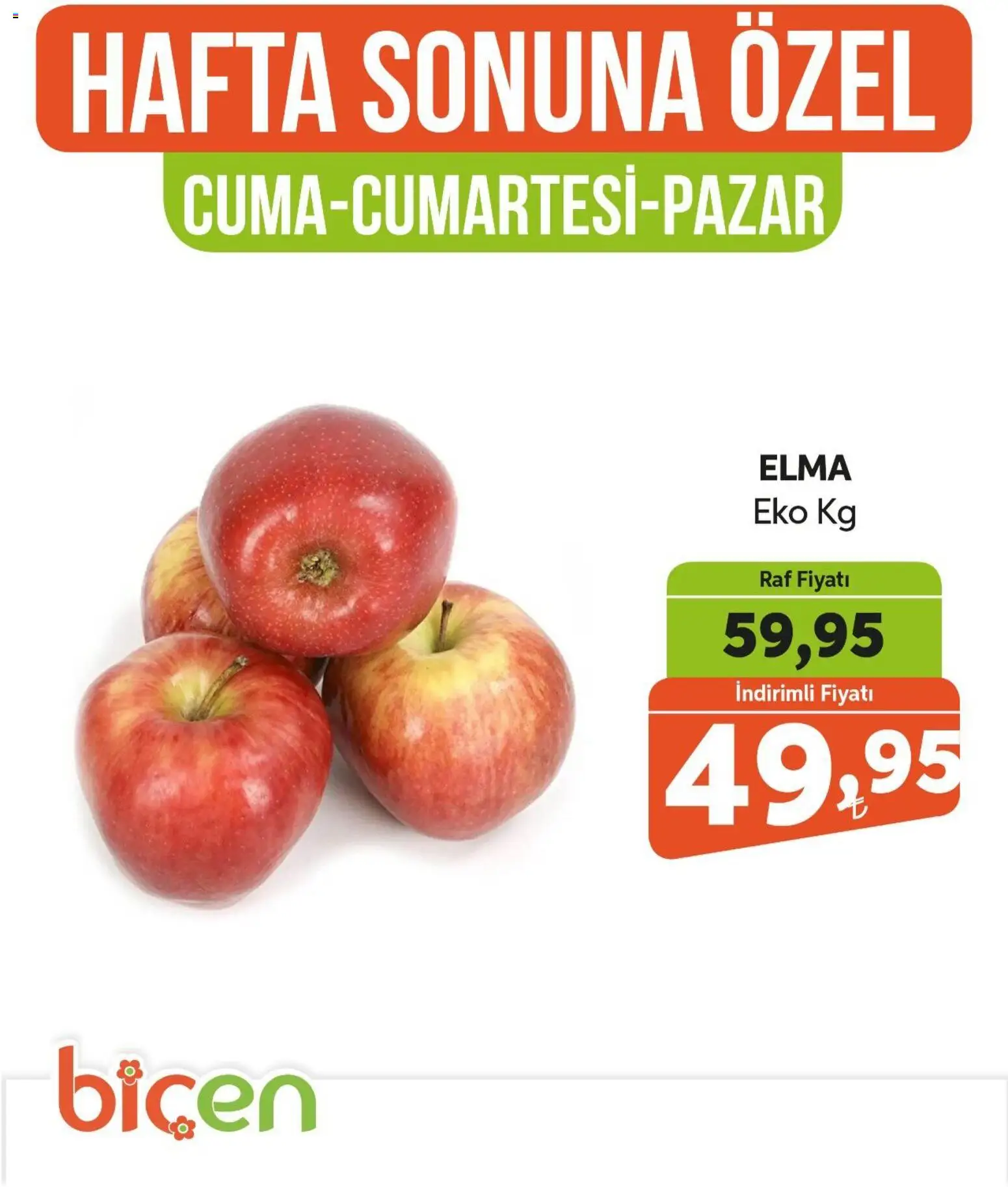Biçen Market Hafta Sonuna Özel - Meyve İndirimi - 09.01.2026 tarihinden itibaren geçerlidir | Sayfa: 7 | Ürünler: Raf, Elma