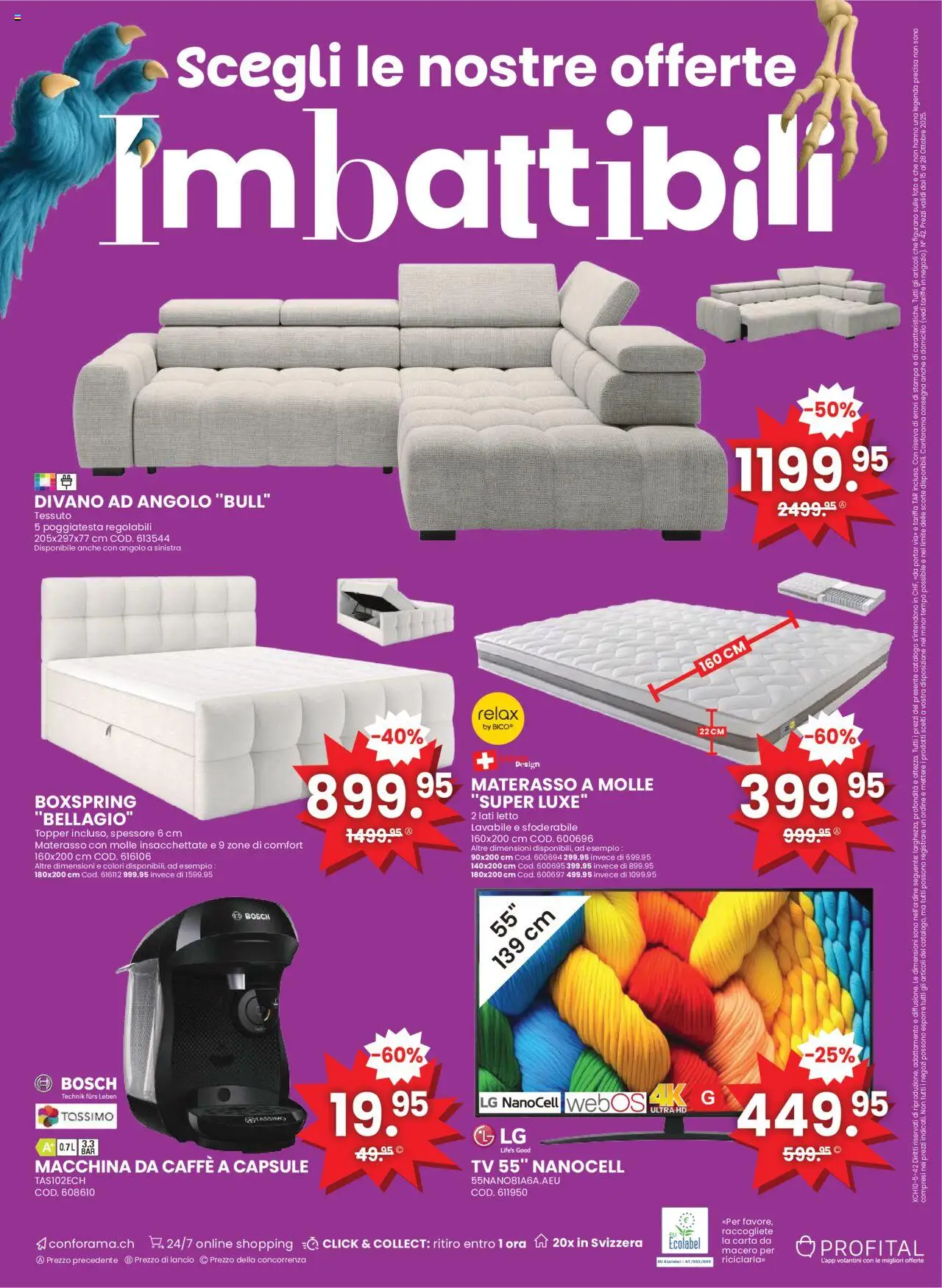 Conforama Aktionen IT – gültig ab 15.10.2025 | Seite: 16 | Produkte: Topper, TV, Bosch, LG