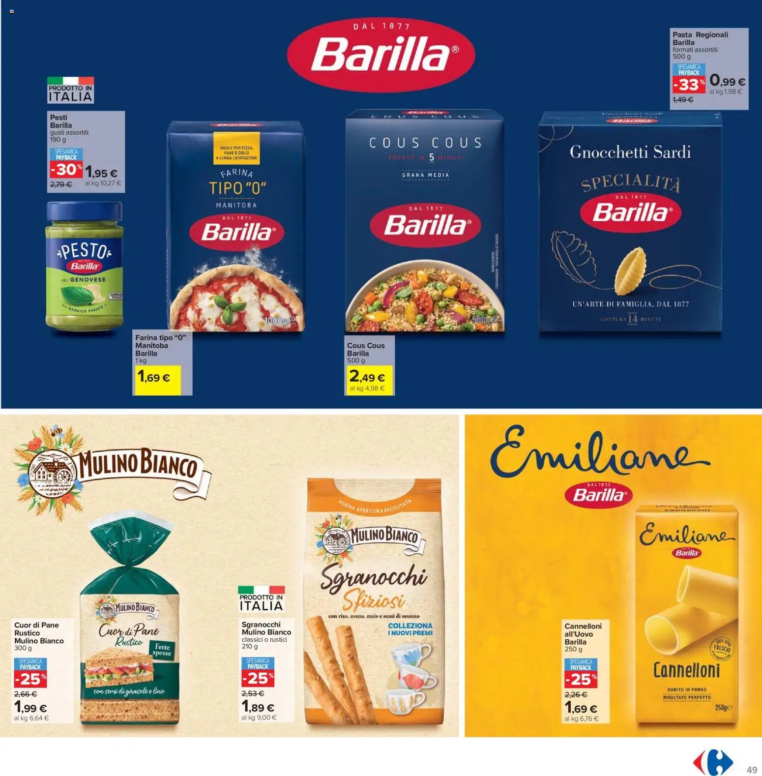 Volantino Carrefour del 26.03.2026 | Pagina: 49 | Prodotti: Pasta, Basilico, Mais, Rustici