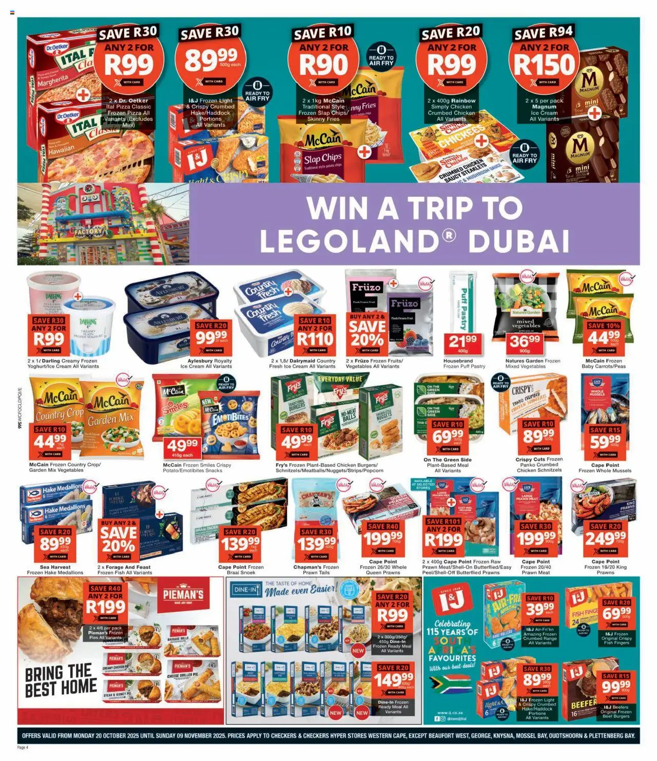 New Checkers catalogue – valid from 20.10.2025 | Page: 4 | Products: Light, Pizza, Chicken, Snacks