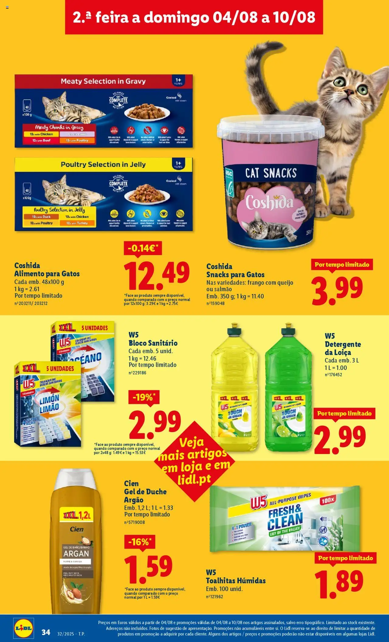 Lidl folheto │ válido de 04.08.2025 | Página: 34 | Produtos: Frango, Detergente, Salmão, Queijo