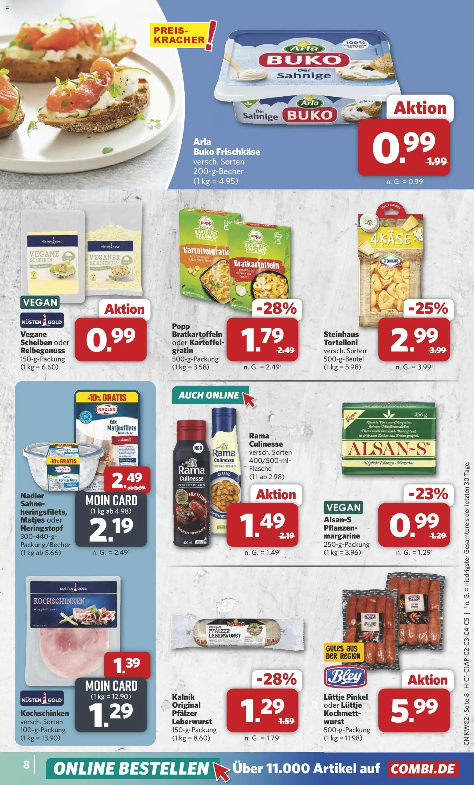 Combi Prospekt 	 – gültig ab 05.01.2026 | Seite: 8 | Produkte: Margarine, Arla buko, Pasta, Sahne