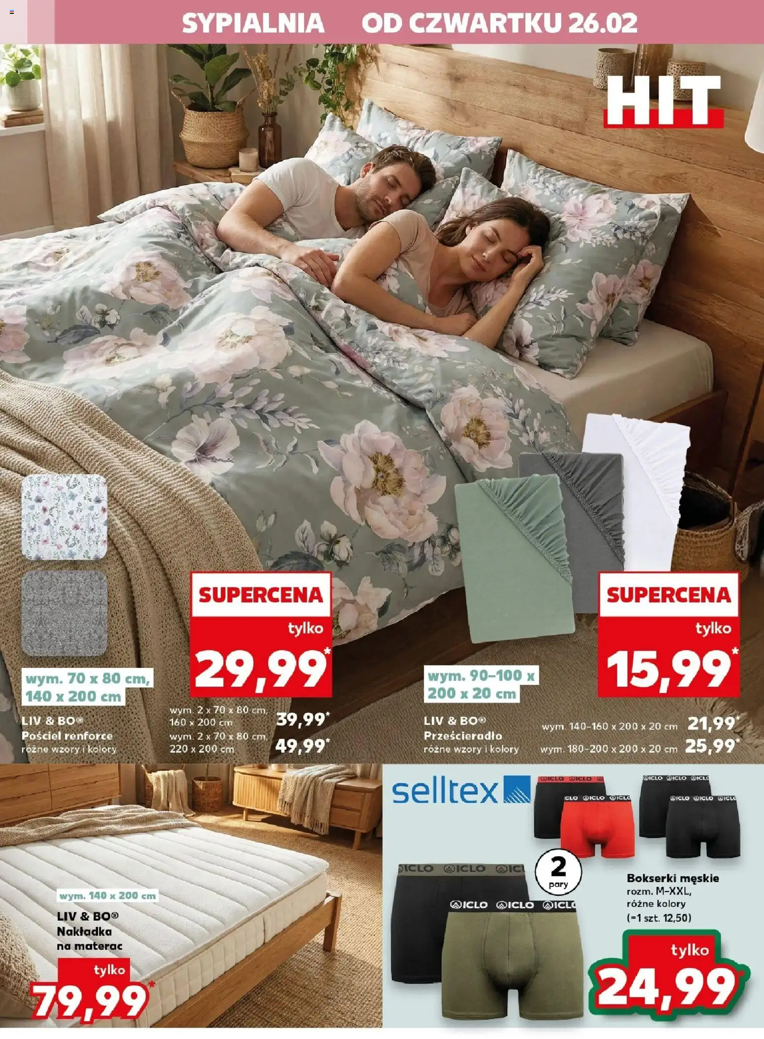 Kaufland gazetka - Mega okazje od 26.02.2026 | Strona: 10 | Produkty: Pościel, Bokserki, Materac, Bokserki męskie