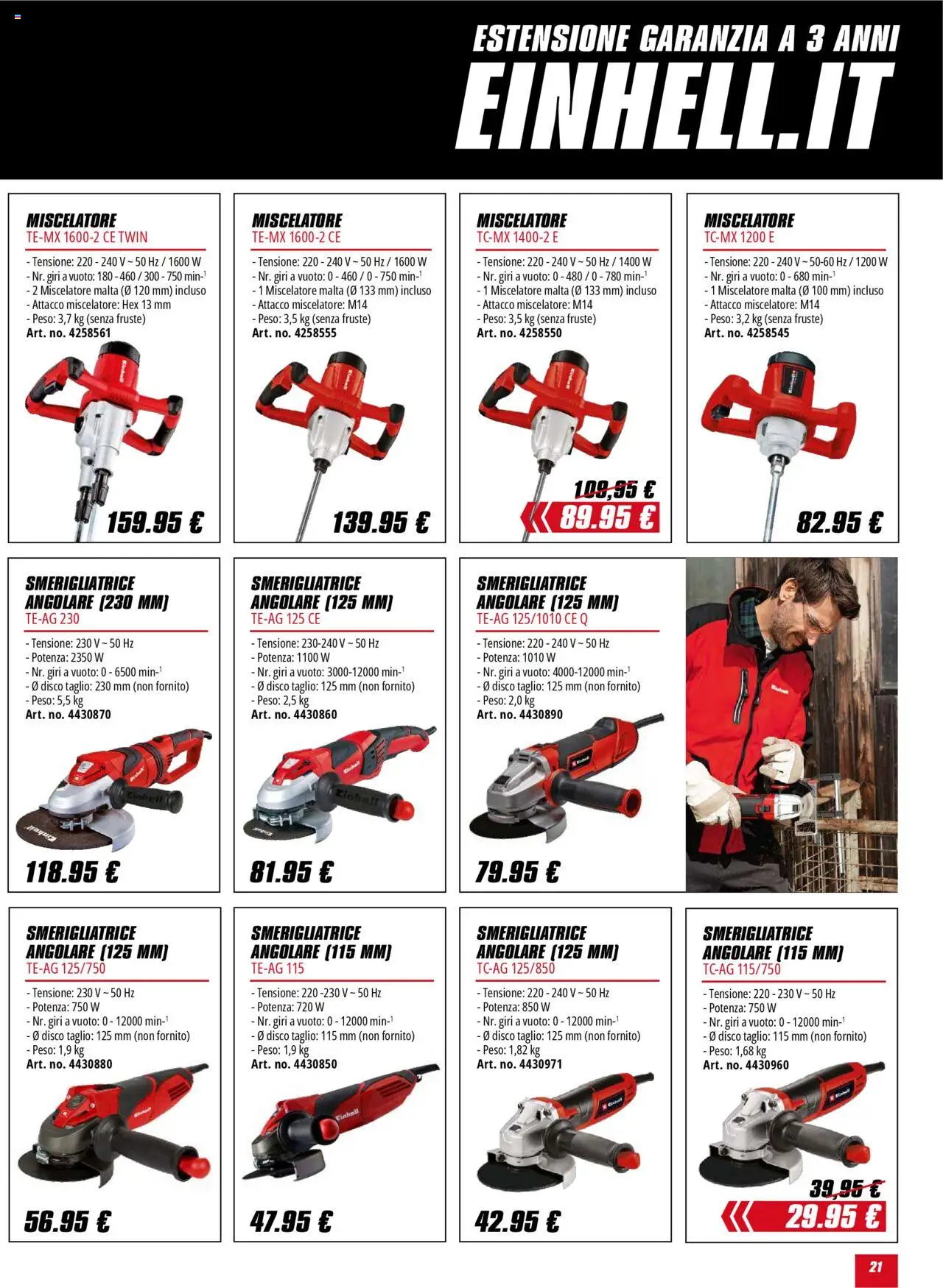 Volantino Einhell del 01.10.2025 | Pagina: 21 | Prodotti: Miscelatore, Disco, Smerigliatrice