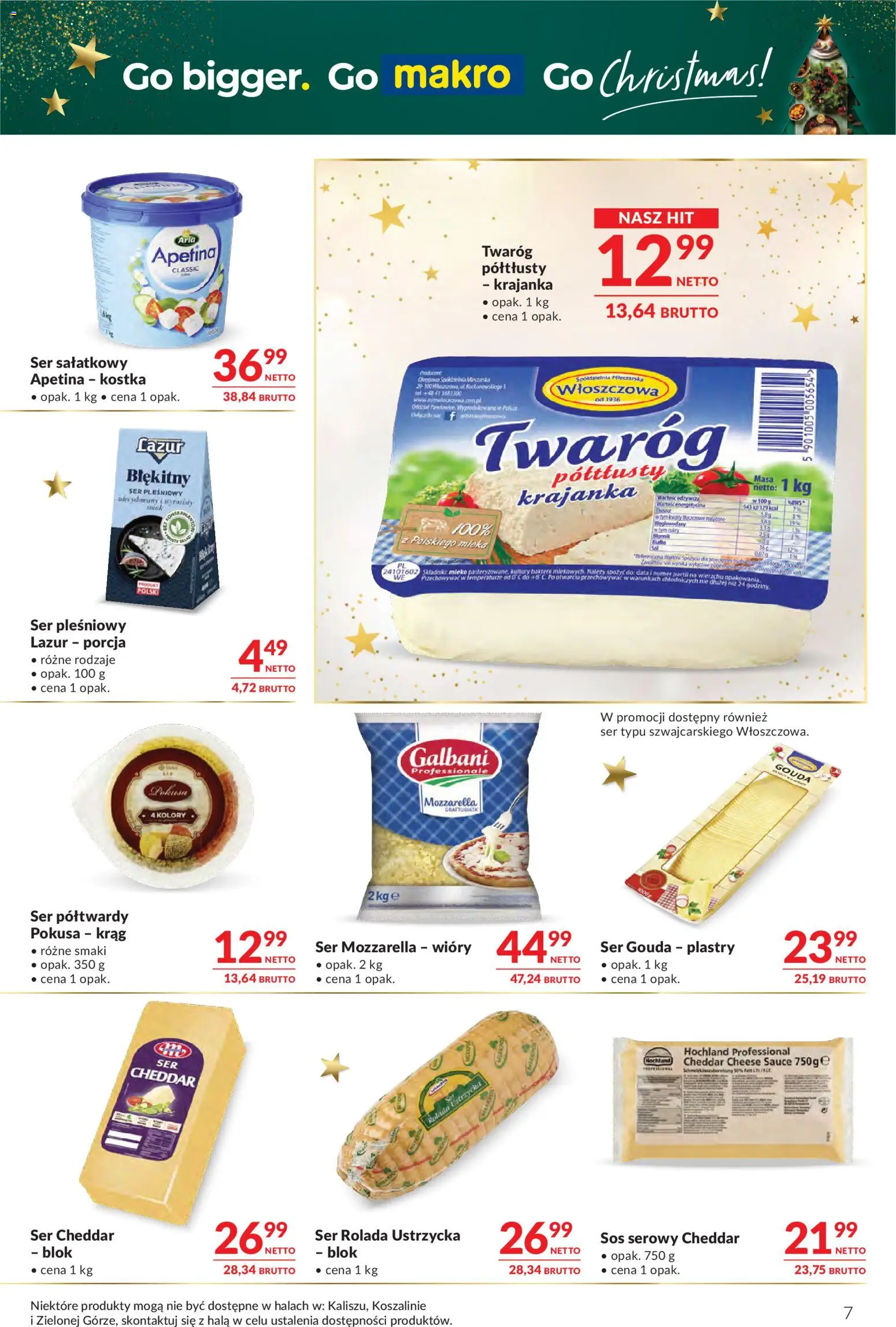 Makro Gazetka - Oferta dla gastronomii od 09.12.2025 | Strona: 7 | Produkty: Ser pleśniowy, Mleka, Ser, Twaróg