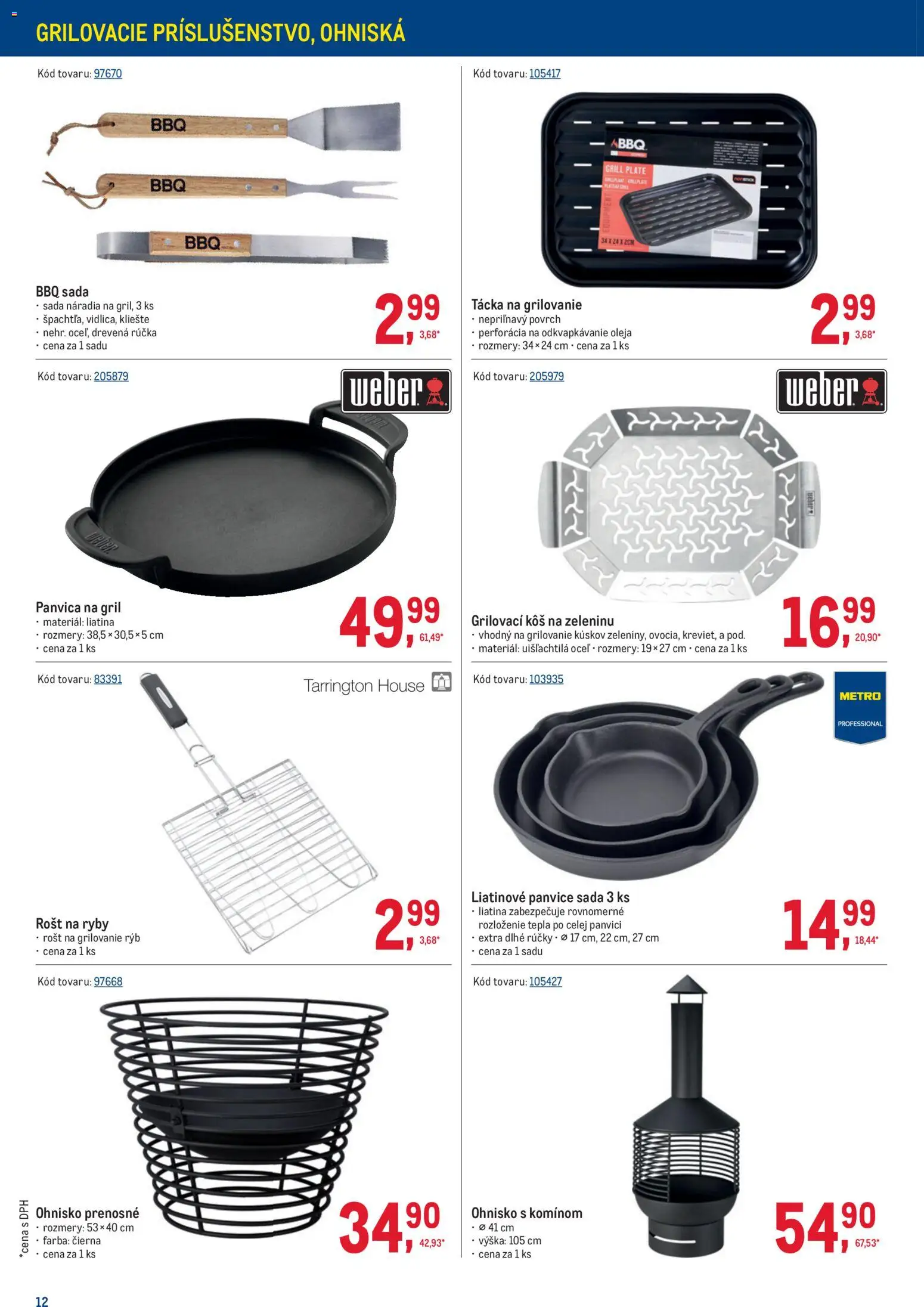 Nové Metro akcie – leták je platný od 11.03.2026 | Strana: 12 | Produkty: Gril, Rošt, Ryby