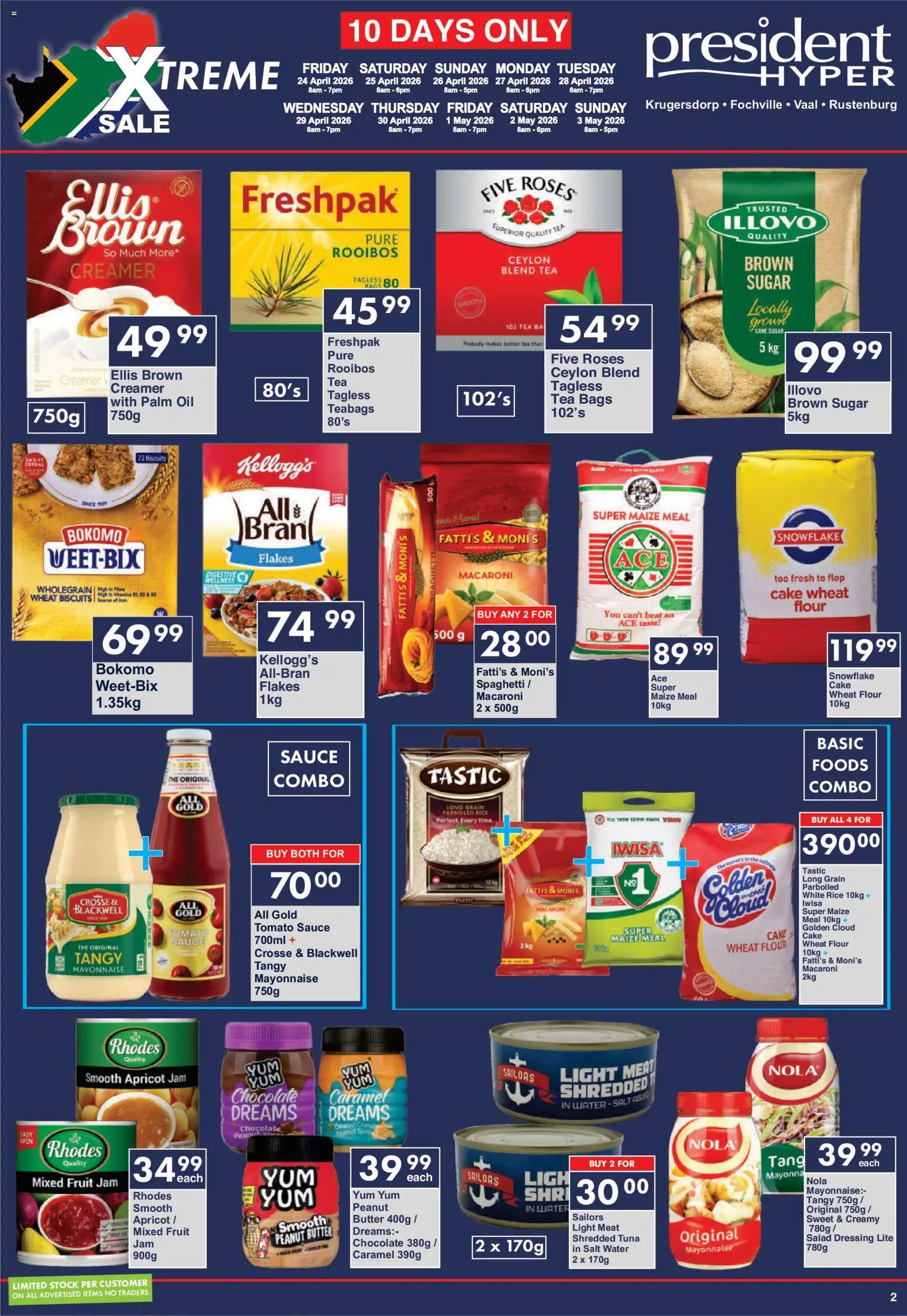 New President Hyper catalogue – valid from 24.04.2026 | Page: 2 | Products: Rice, Tomato sauce, Salad, Fruit