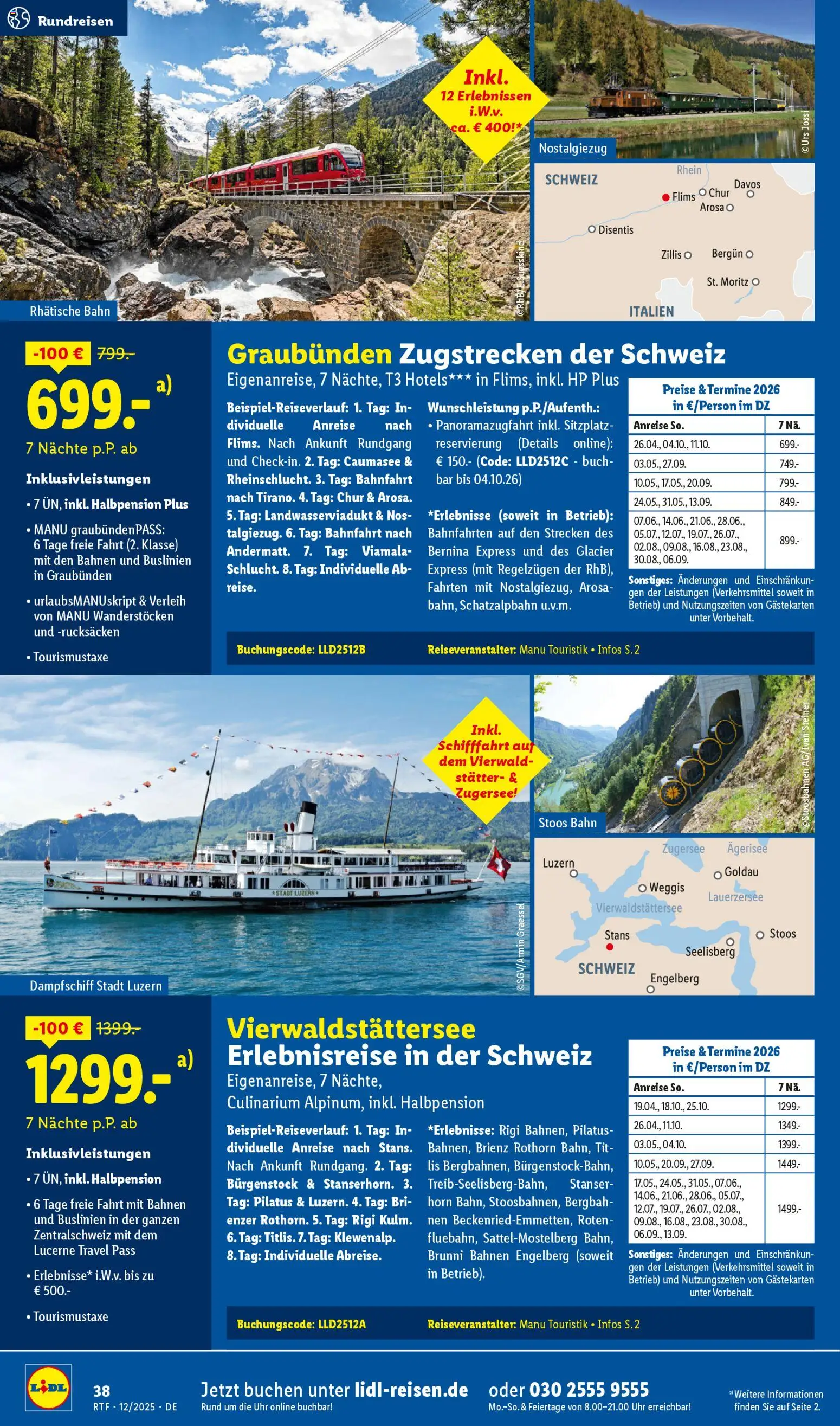 Lidl Reisen Dezember/Januar Reise-Highlights – gültig ab 12.12.2025 | Seite: 38 | Produkte: HP, Uhr