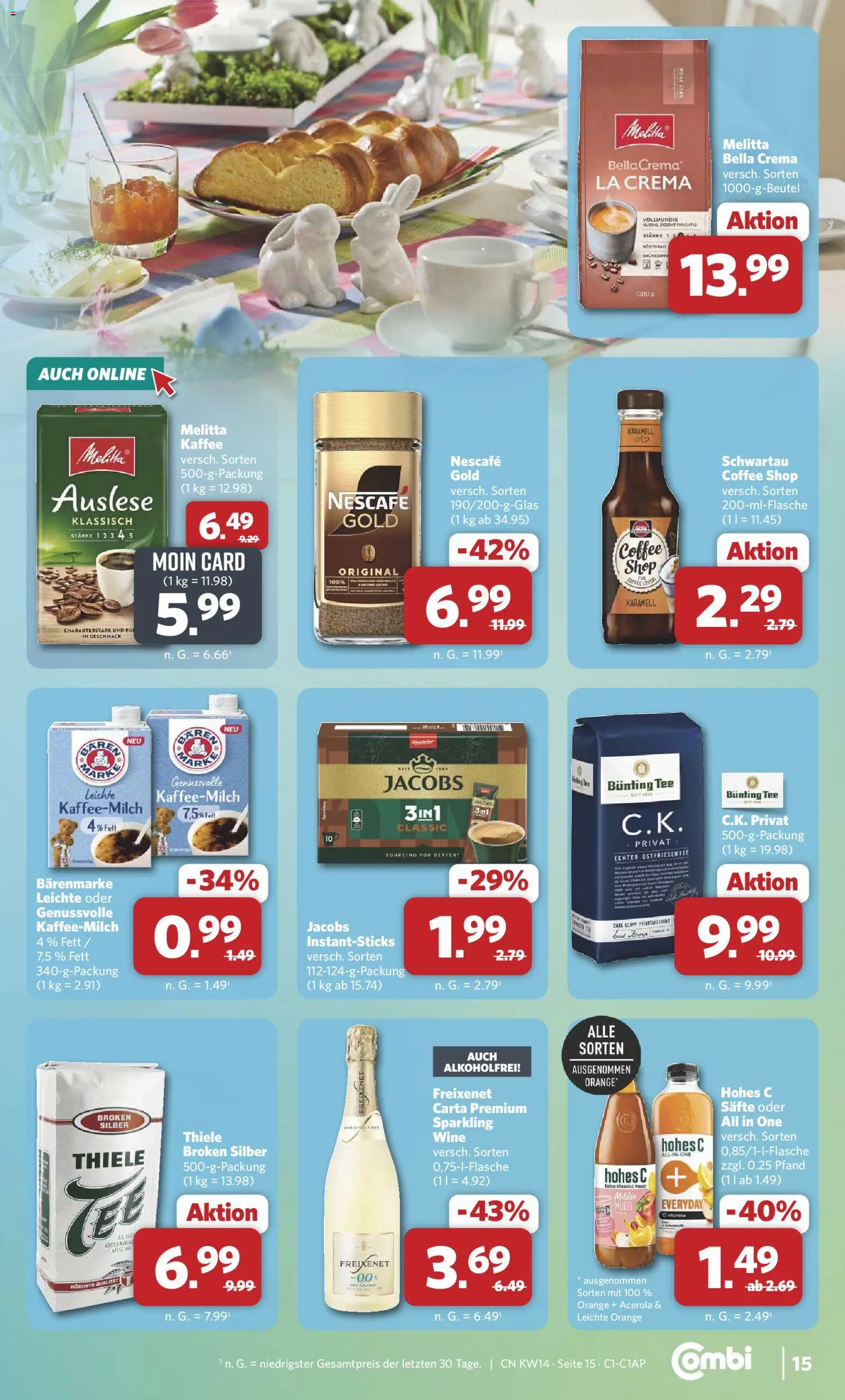 Combi Prospekt 	 – gültig ab 30.03.2026 | Seite: 16 | Produkte: Melitta, Kaffee, Freixenet, Hohes c