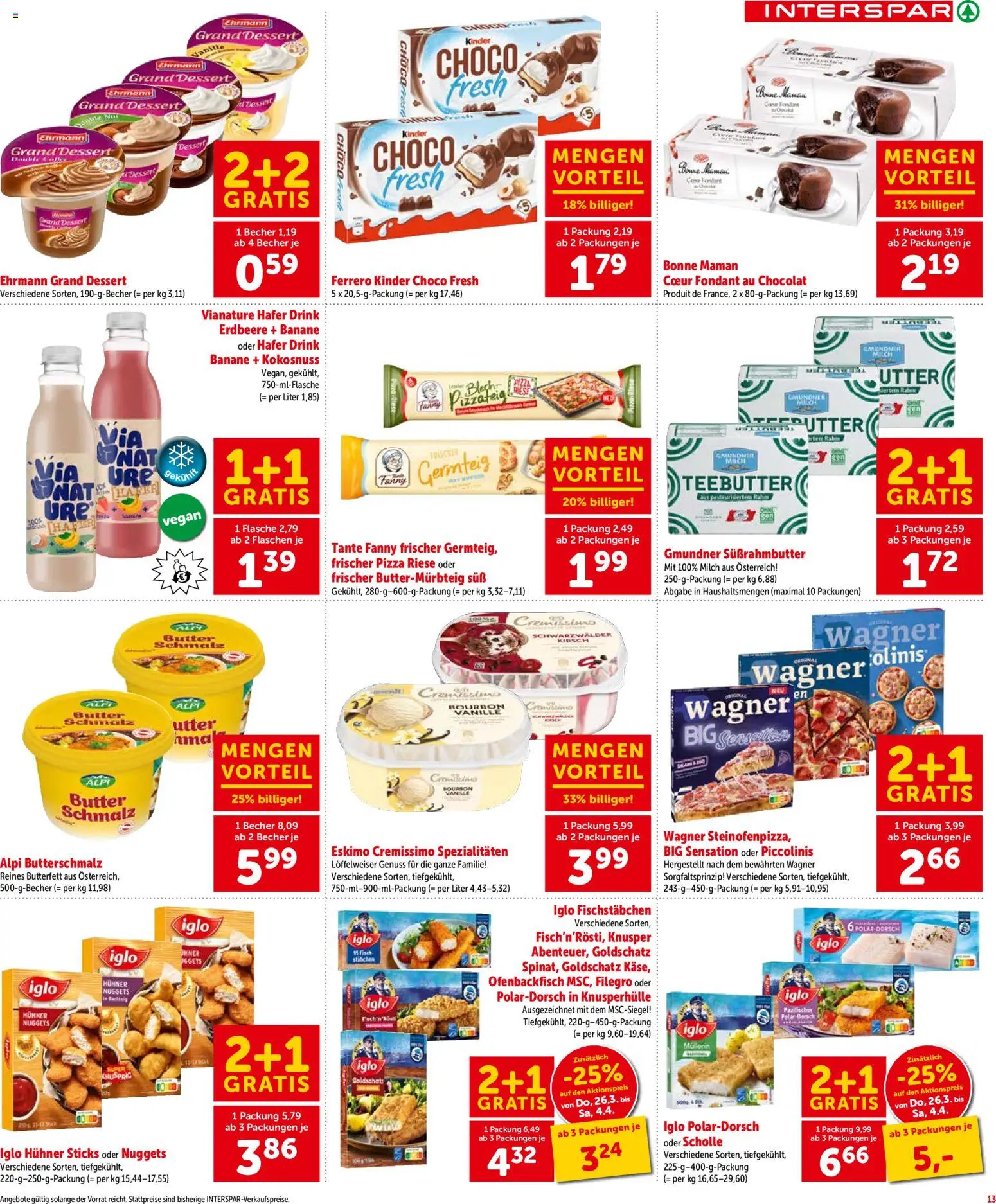 Interspar Flugblatt - Oberösterreich gültig ab 26.03.2026 | Seite: 15 | Produkte: Milch, Butter, Pizza, Bourbon
