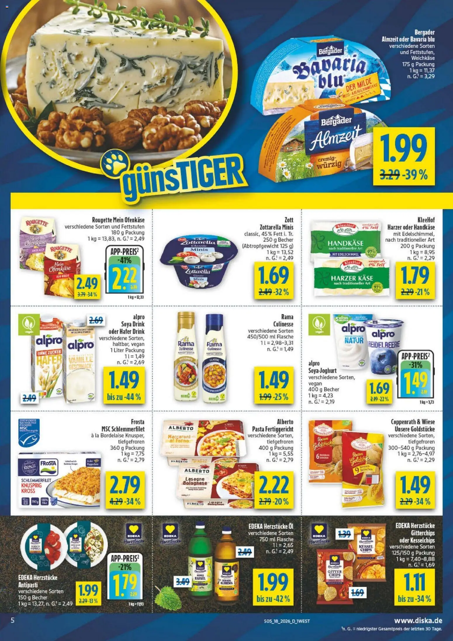 Diska - Diska Angebote Bayern KW18 – gültig ab 27.04.2026 | Seite: 5 | Produkte: Käse, Öl, Alpro, Zucker