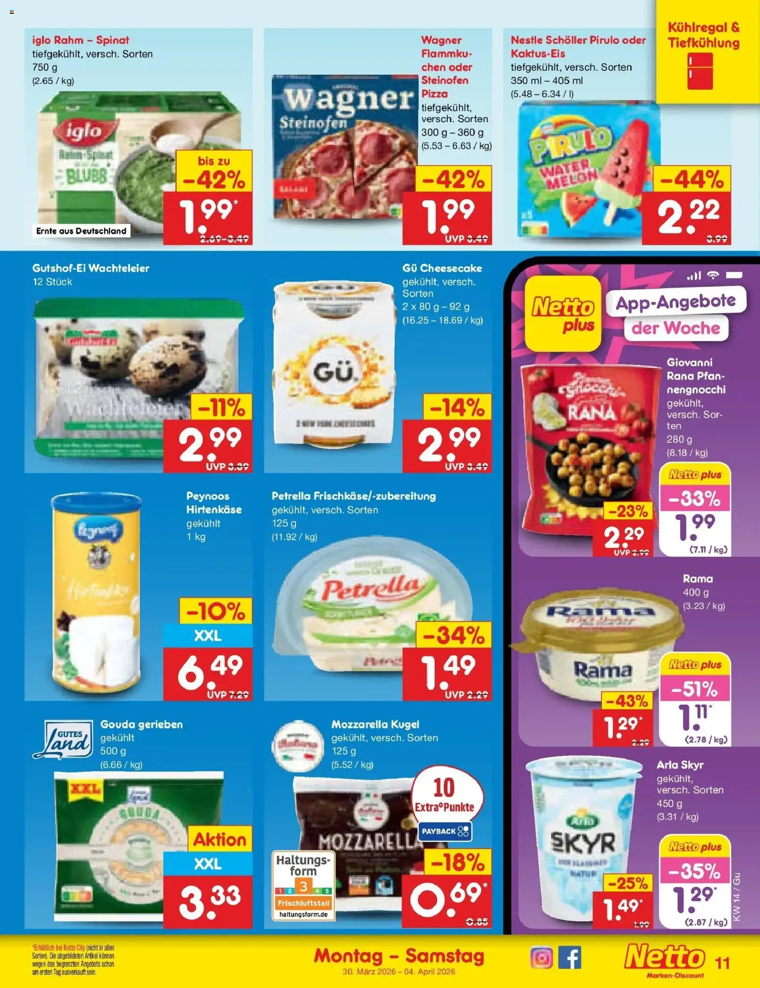 Netto Marken-Discount Prospekt Augustusburg	 – gültig ab 29.03.2026 | Seite: 11 | Produkte: Rama, Mozzarella, Skyr, Arla skyr
